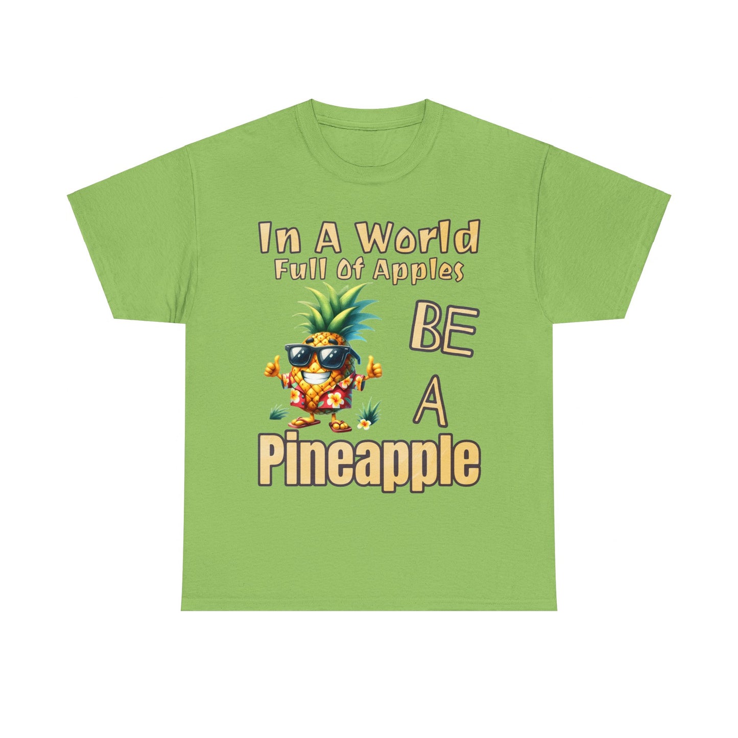 Cool Pineapple With Flower Shirt Unisex Heavy Cotton Tee