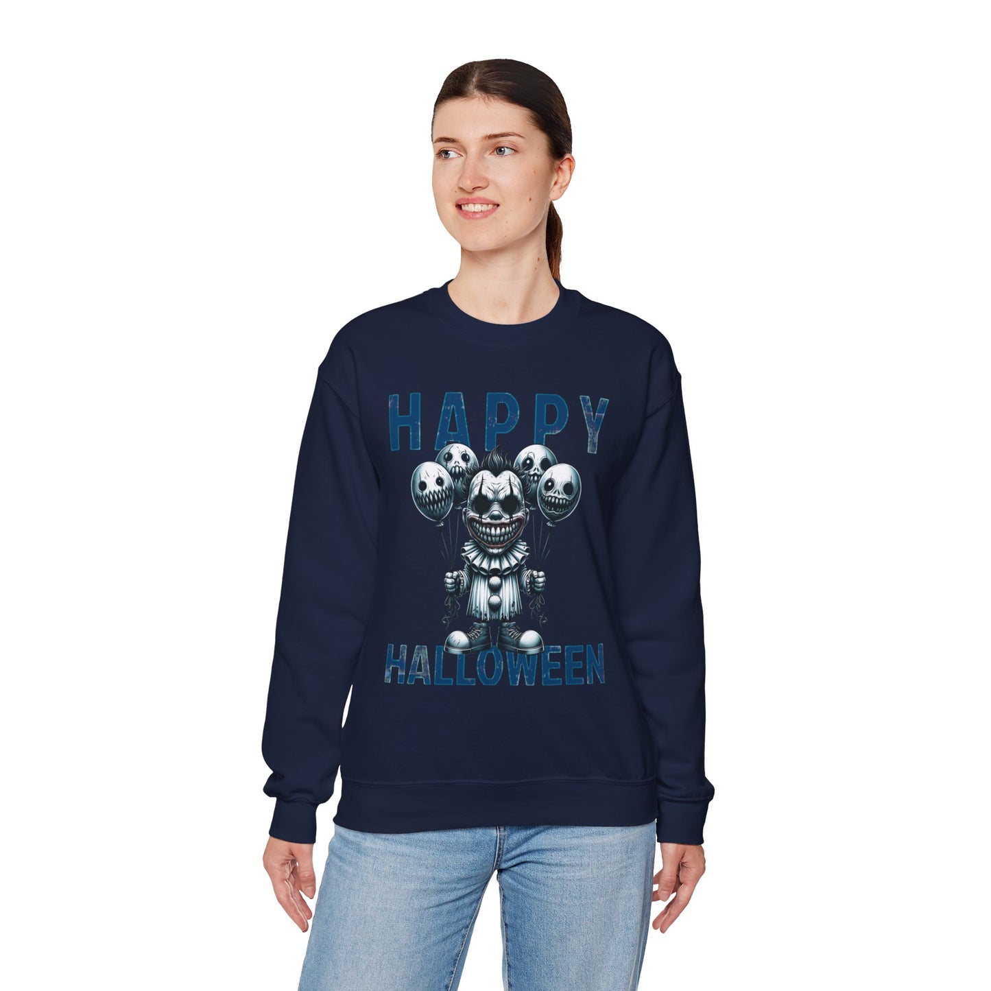 Creepy Scary Clown With Clown Balloons Happy Halloween Sweatshirt