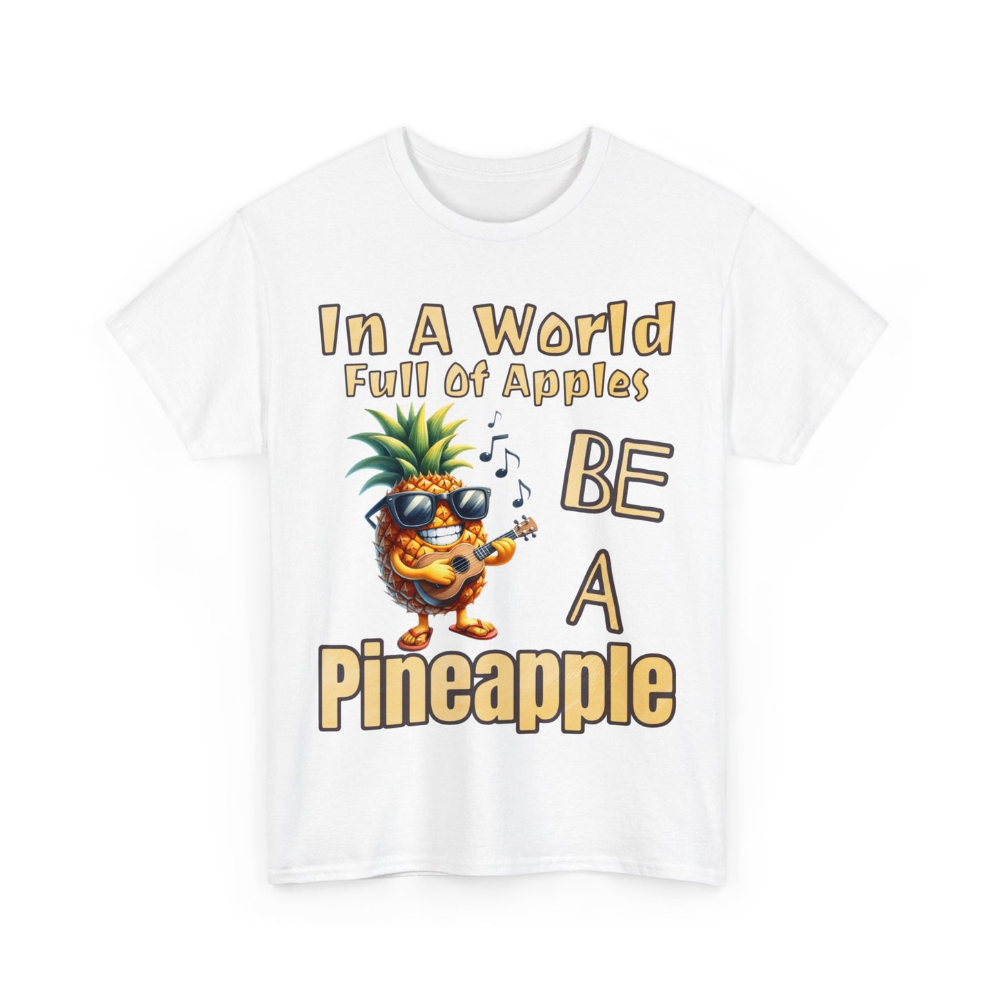 Cool Pineapple Guitar Music Design Unisex Heavy Cotton Tee