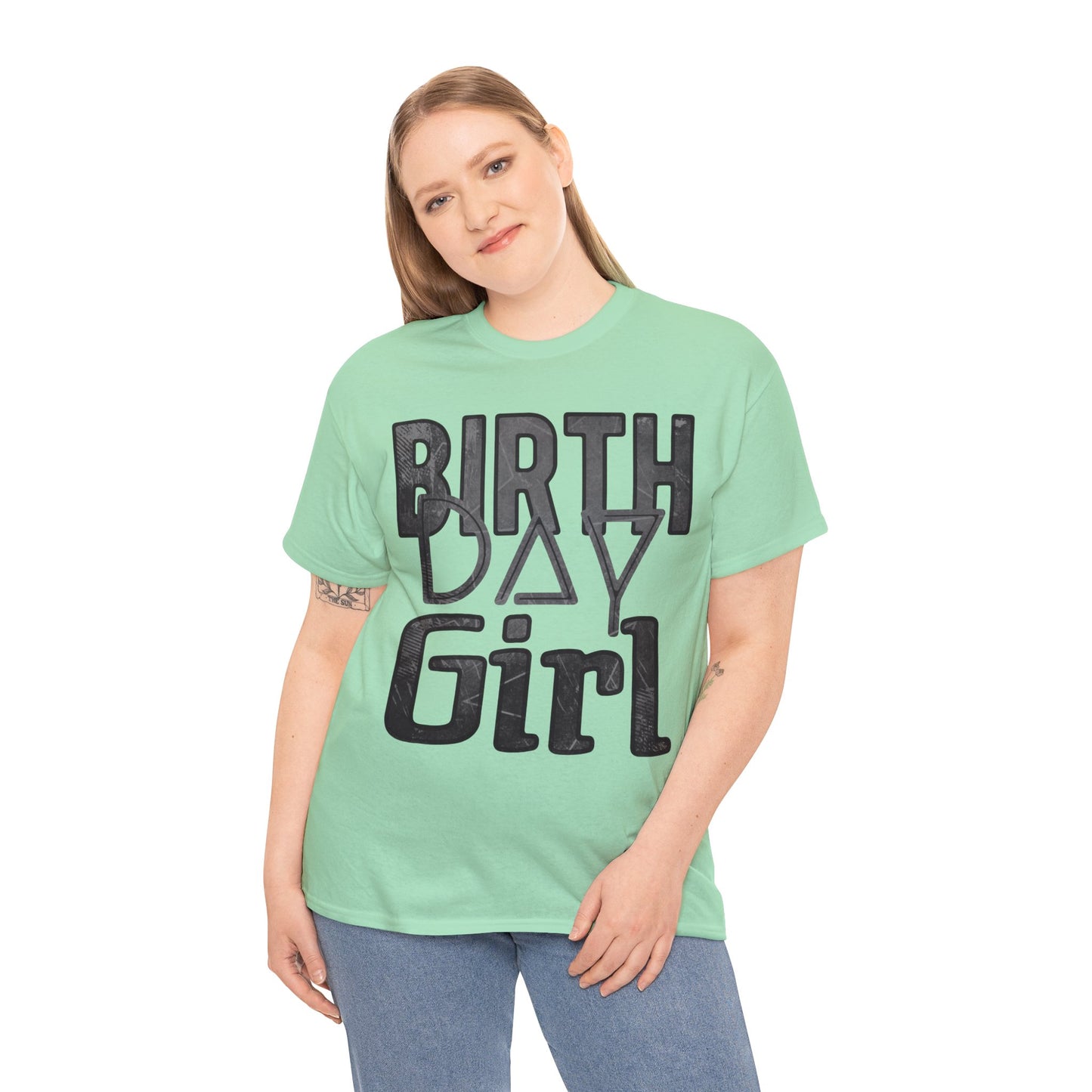 Birthday Girl Dark Grey Grunge Look Unisex Heavy Cotton Tee