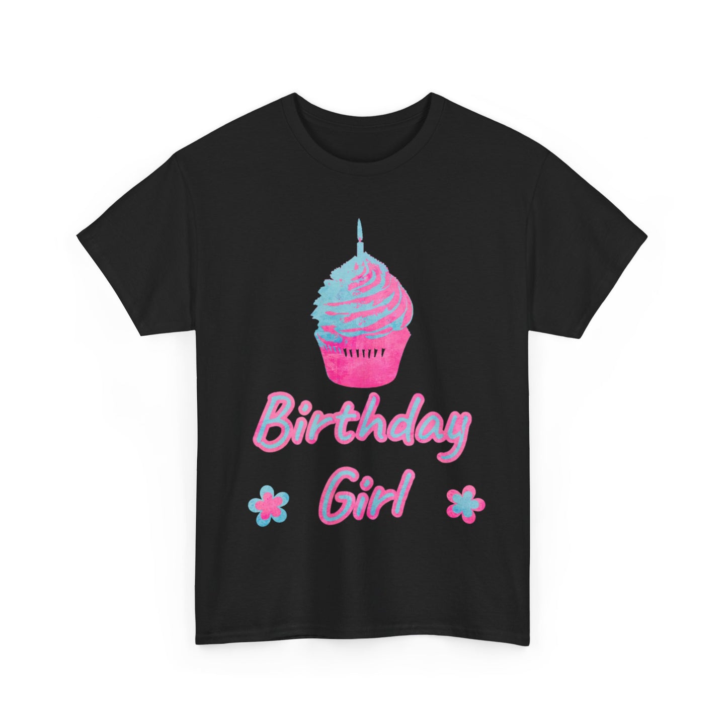 Birthday Girl Blue & Pink Cupcake Unisex Heavy Cotton Tee