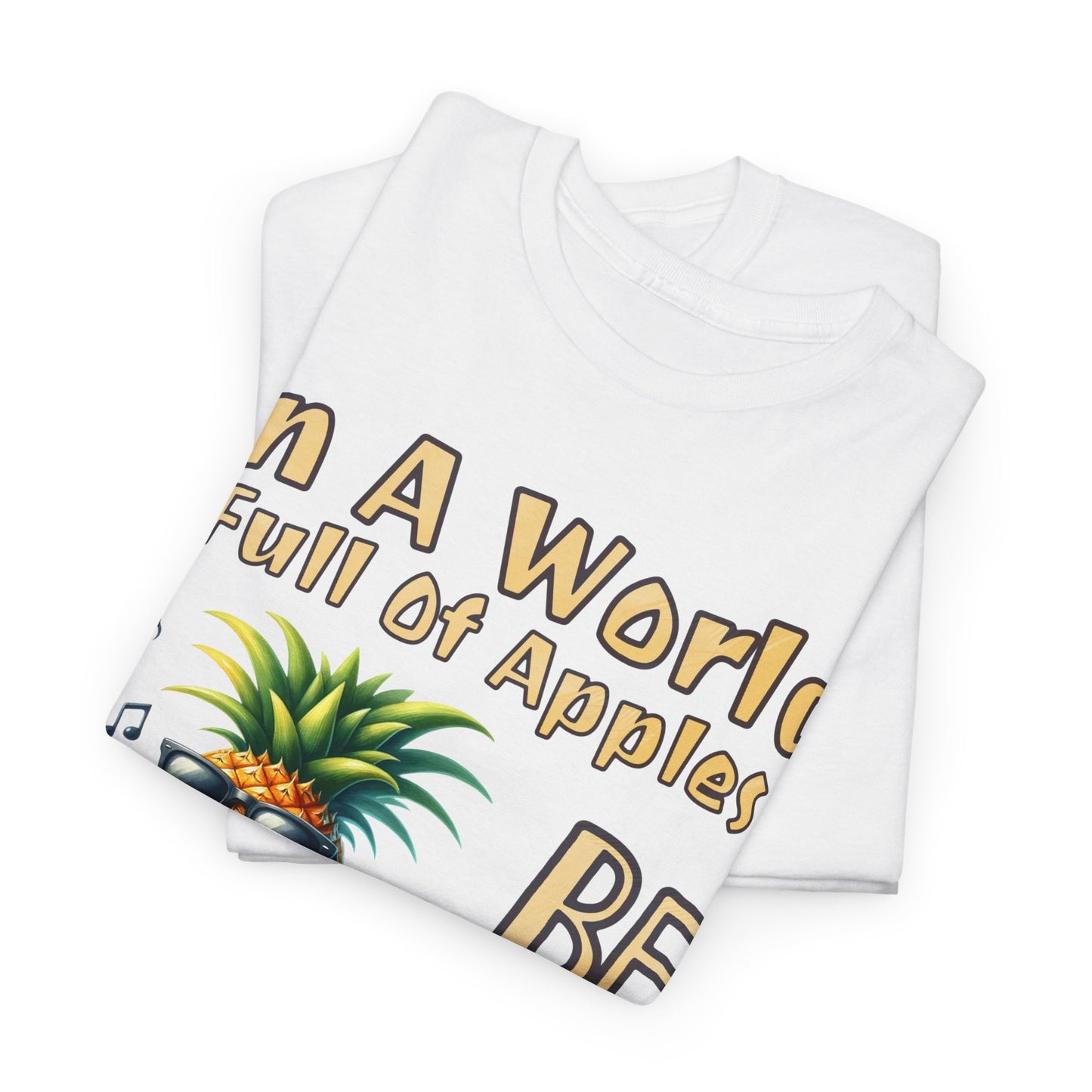 Cool Pineapple Playing Guitar Unisex Heavy Cotton Tee