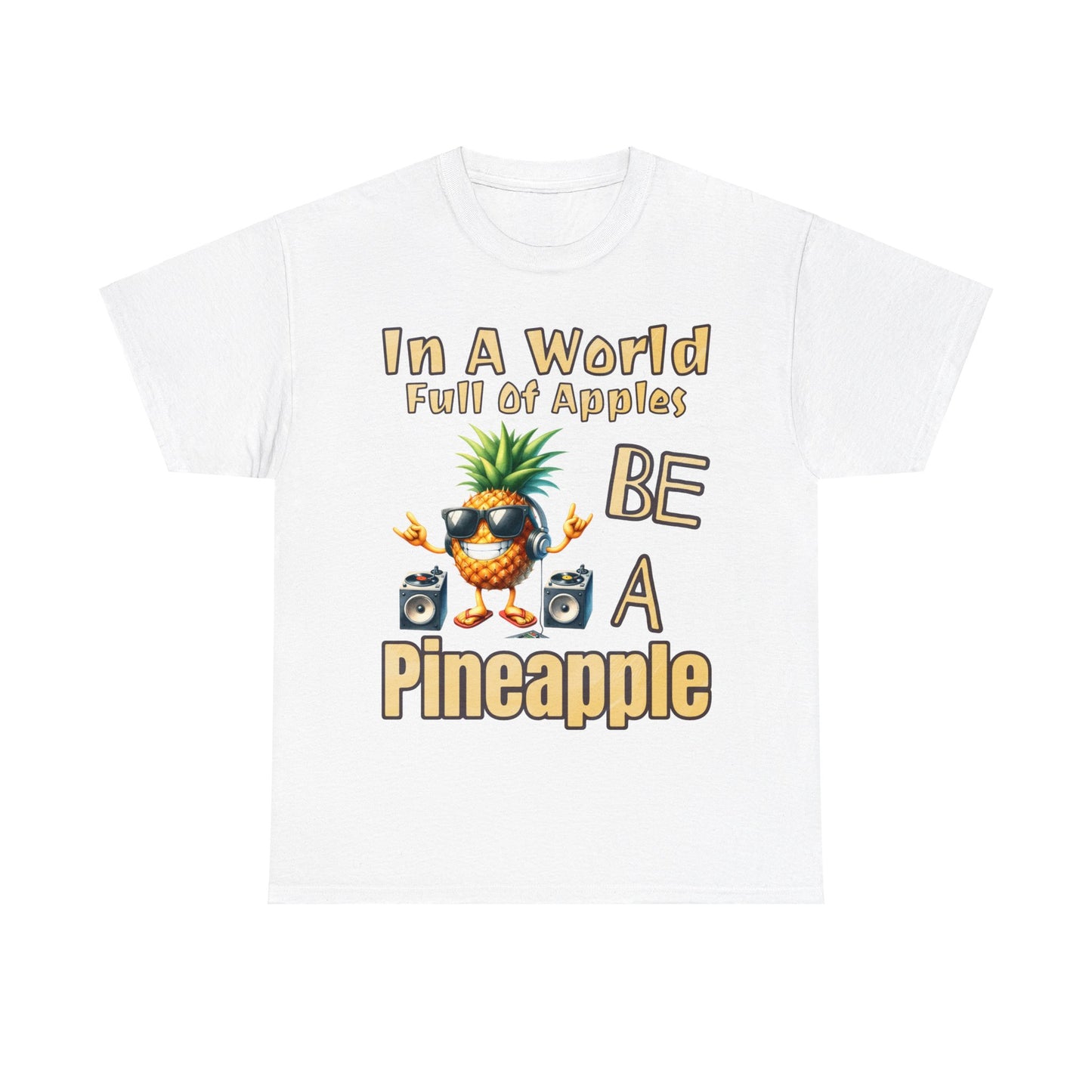 Cool Pineapple With Music & Speakers Unisex Heavy Cotton Tee