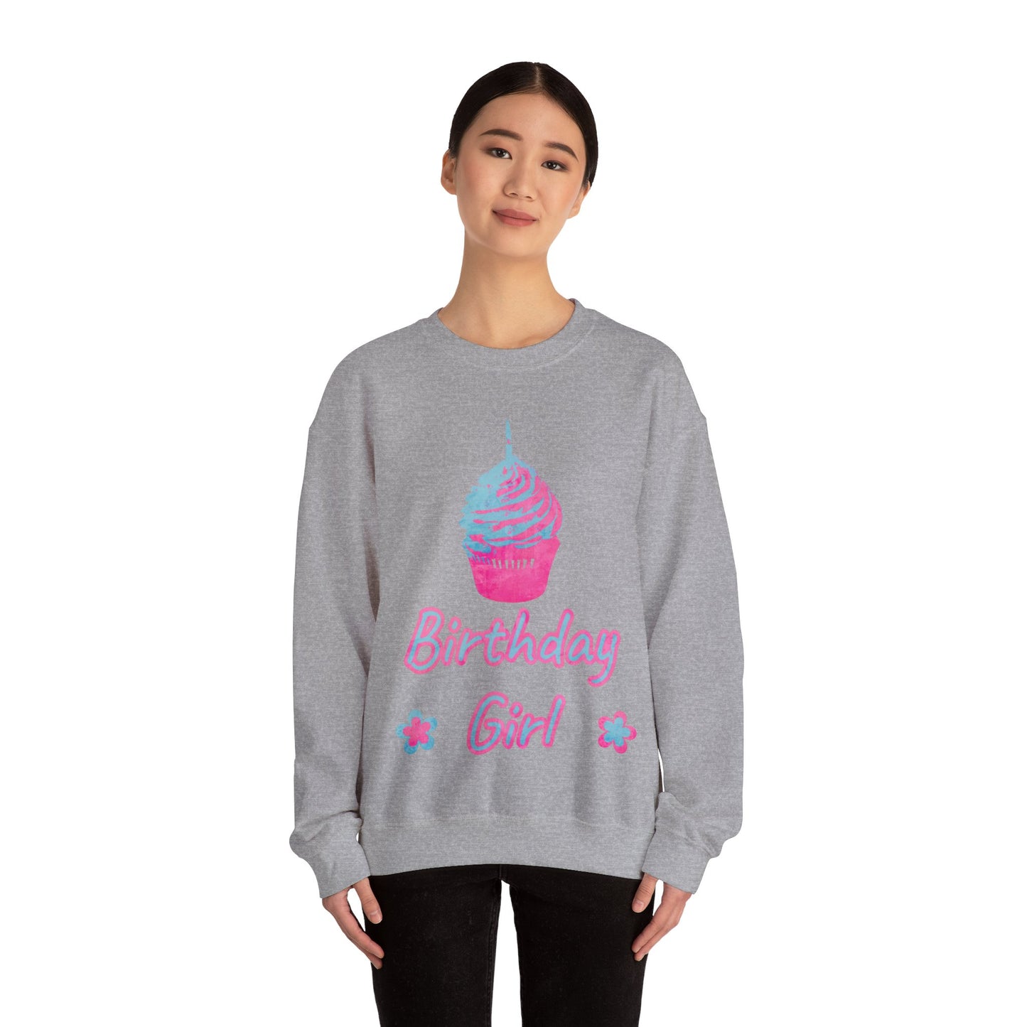 Birthday Girl Blue and Pink Unisex Heavy Blend™ Crewneck Sweatshirt