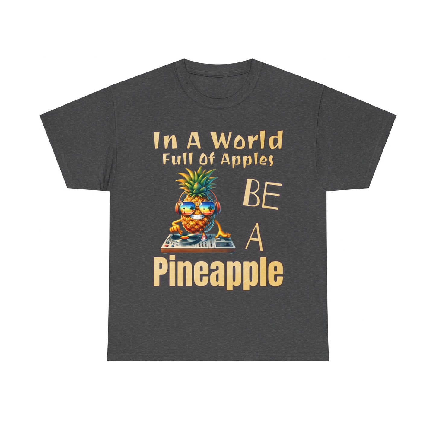 Cool Pineapple DJ Beach Reflection Shades Unisex Heavy Cotton Tee