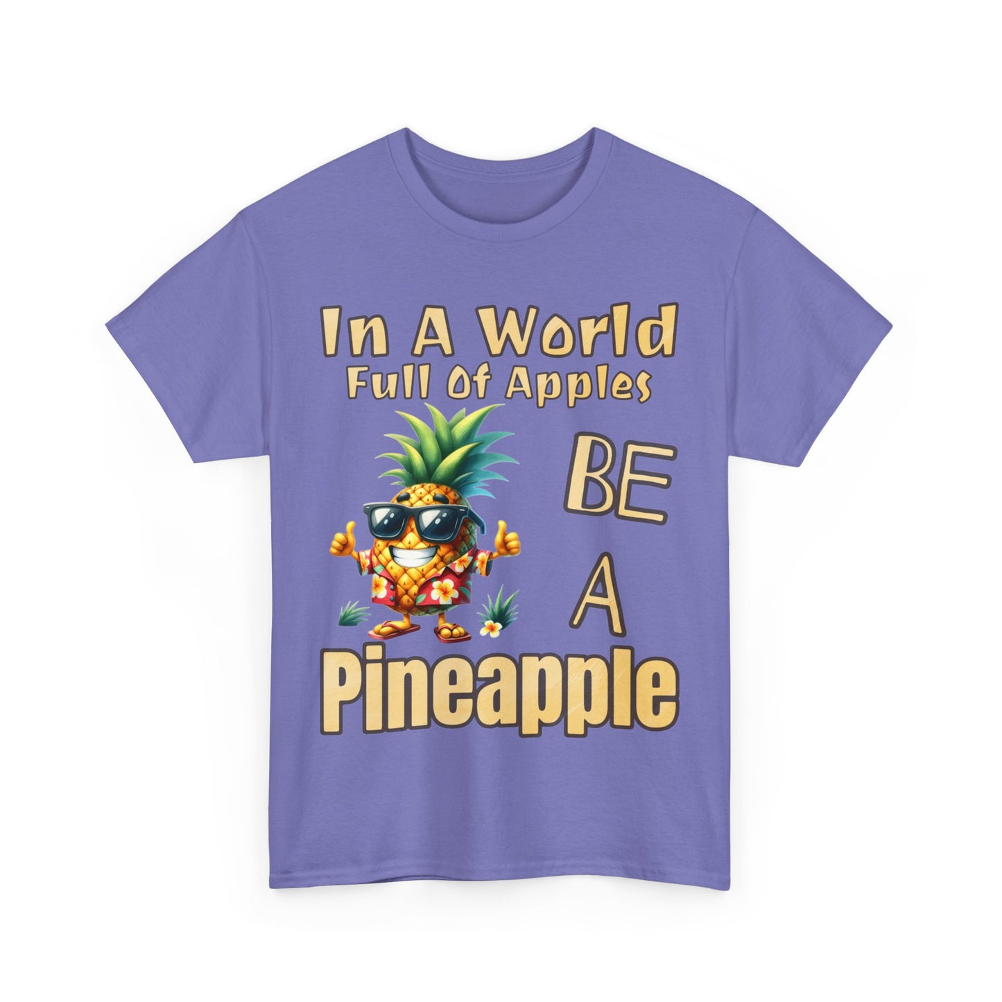 Cool Pineapple With Flower Shirt Unisex Heavy Cotton Tee