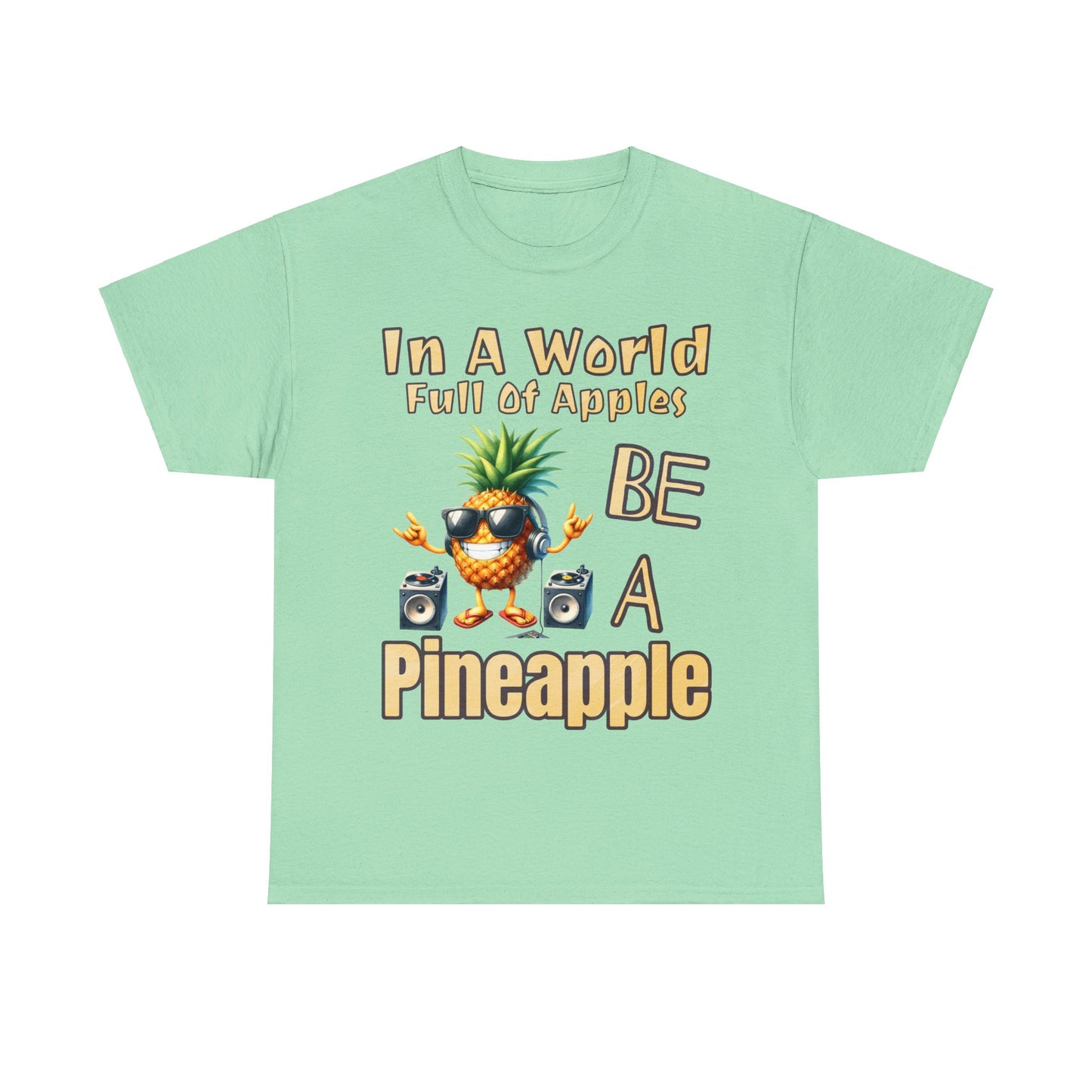 Cool Pineapple With Music & Speakers Unisex Heavy Cotton Tee