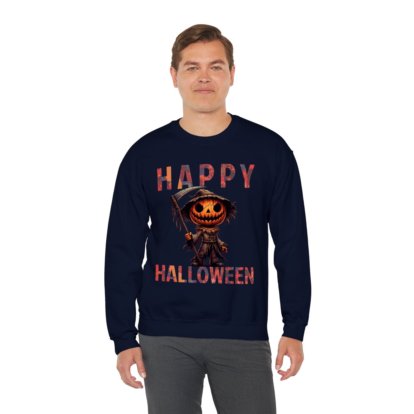 Pumpkin Grim Reaper Scary Creepy Happy Halloween Sweatshirt