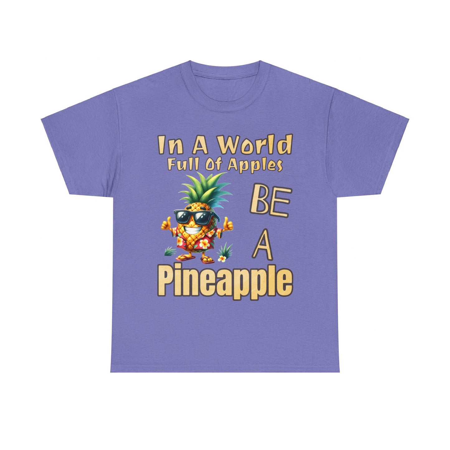 Cool Pineapple With Flower Shirt Unisex Heavy Cotton Tee