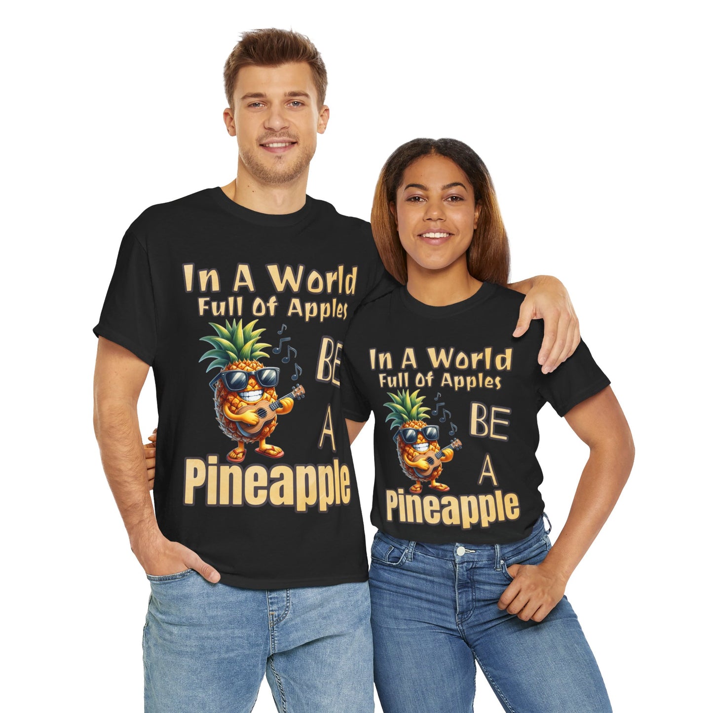 Cool Pineapple Guitar Music Design Unisex Heavy Cotton Tee