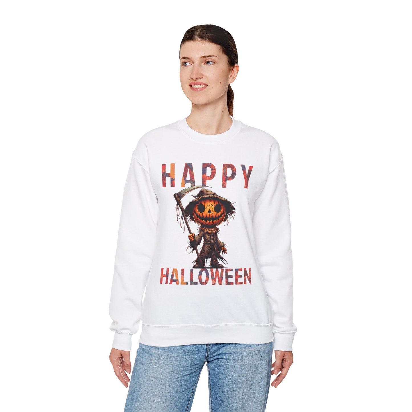 Pumpkin Grim Reaper Scary Creepy Happy Halloween Sweatshirt