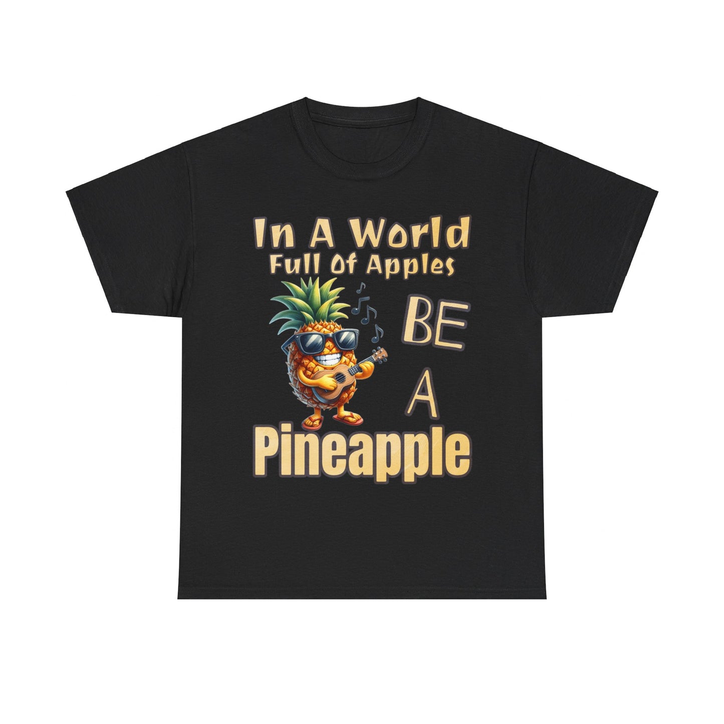 Cool Pineapple Guitar Music Design Unisex Heavy Cotton Tee