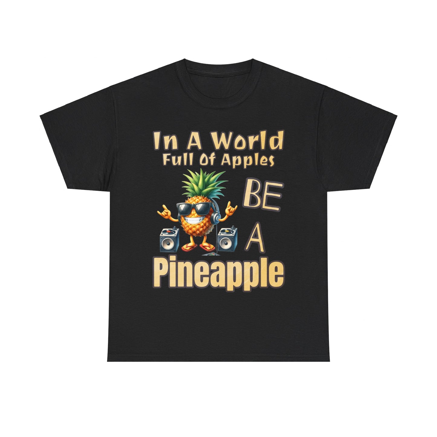 Cool Pineapple With Music & Speakers Unisex Heavy Cotton Tee