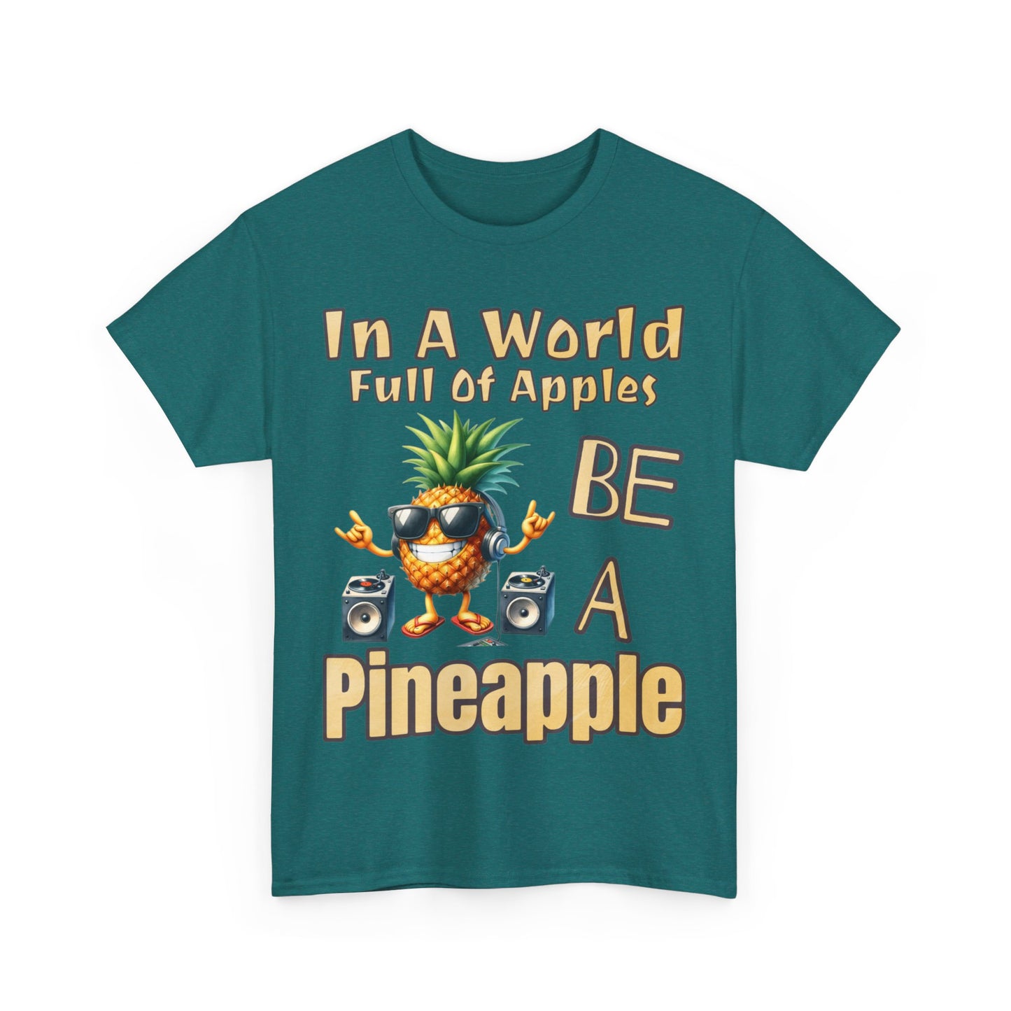 Cool Pineapple With Music & Speakers Unisex Heavy Cotton Tee