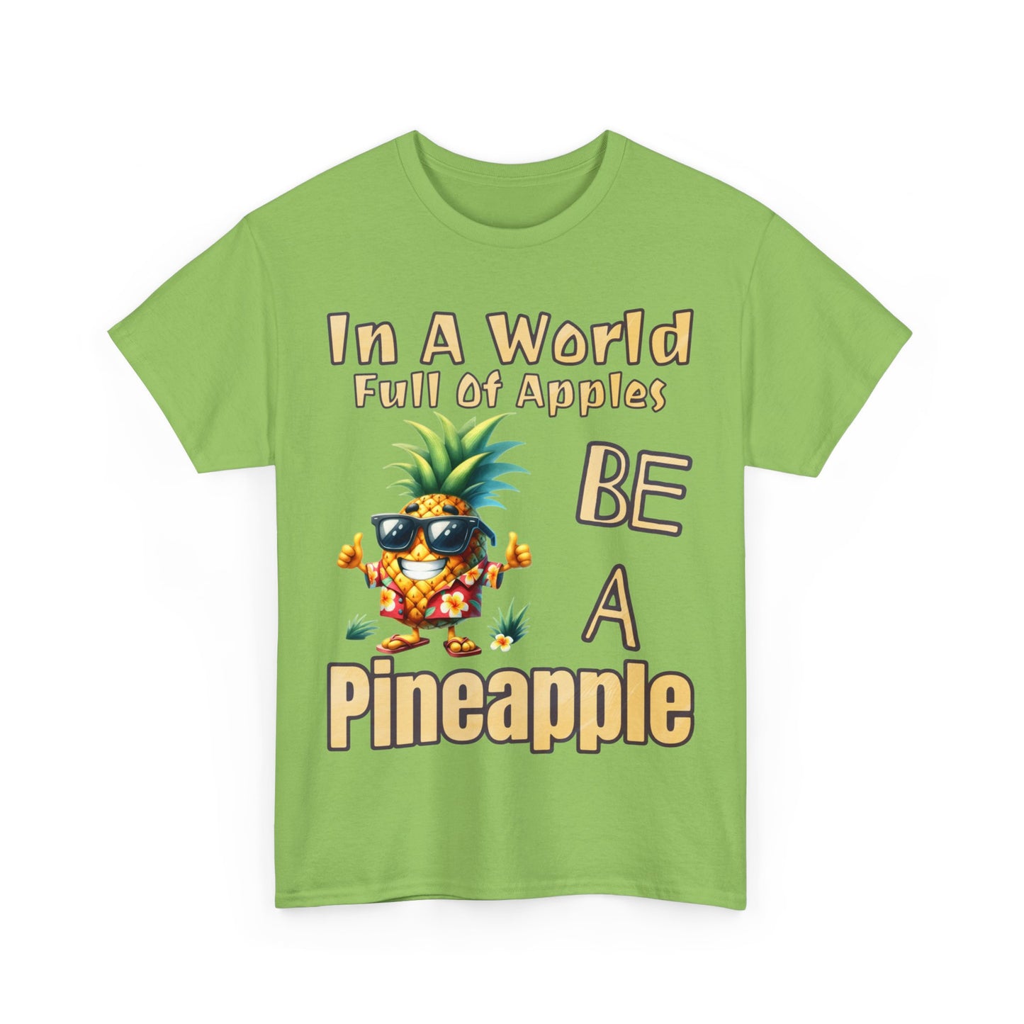 Cool Pineapple With Flower Shirt Unisex Heavy Cotton Tee