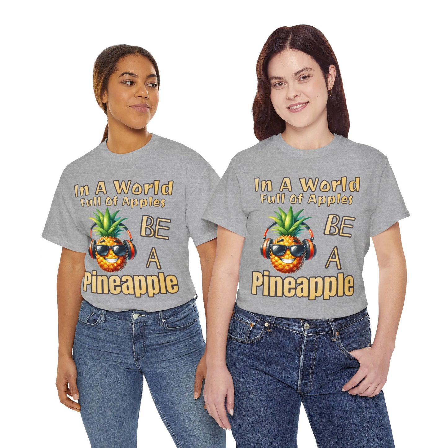 Cool Pineapple Music Headphones Unisex Heavy Cotton Tee