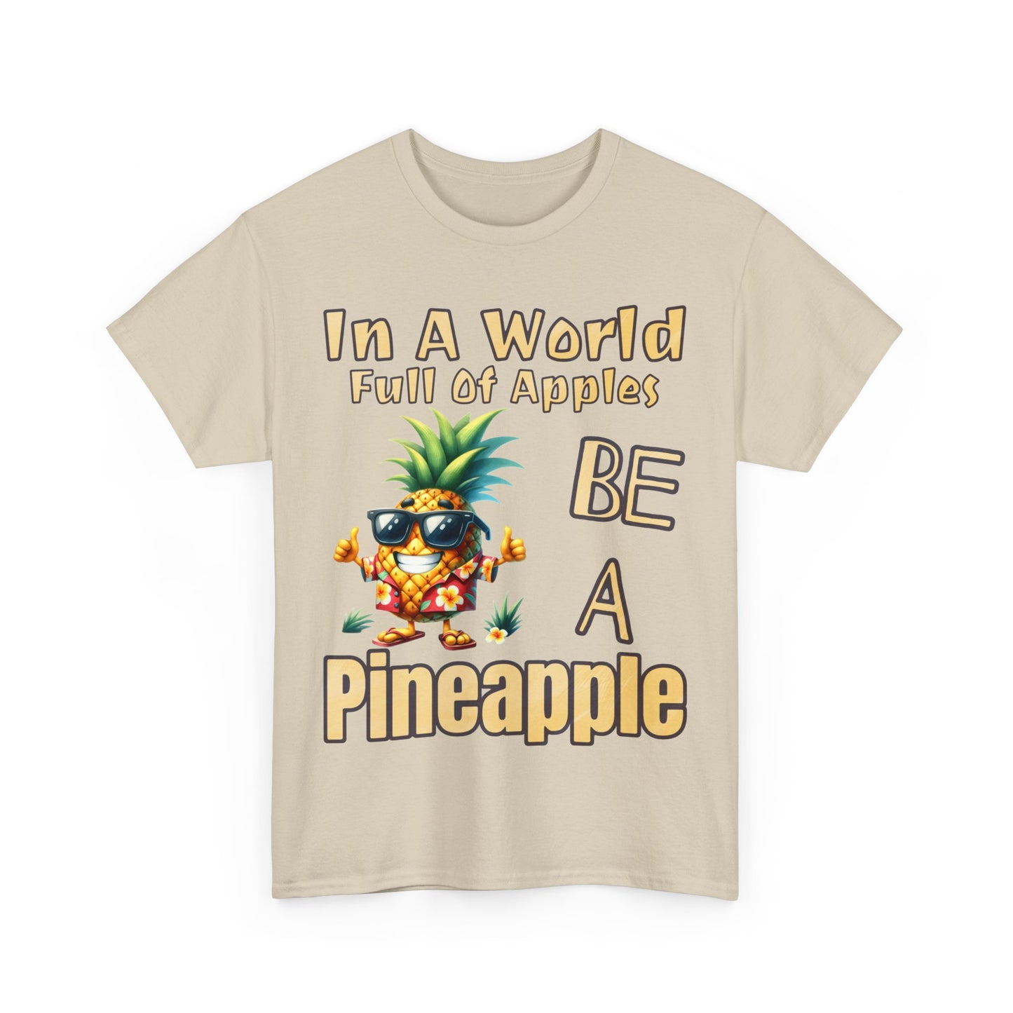 Cool Pineapple With Flower Shirt Unisex Heavy Cotton Tee