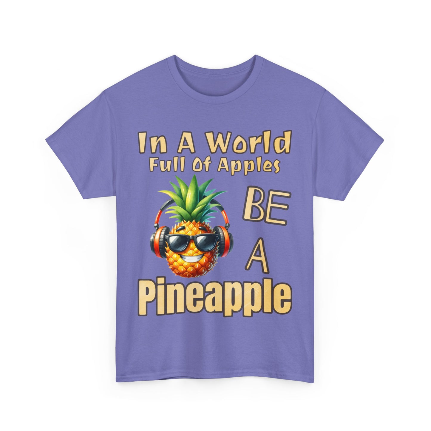 Cool Pineapple Music Headphones Unisex Heavy Cotton Tee