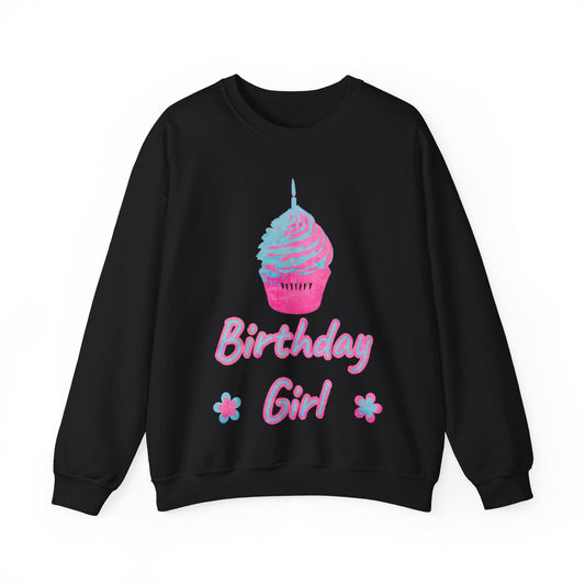 Birthday Girl Blue and Pink Unisex Heavy Blend™ Crewneck Sweatshirt