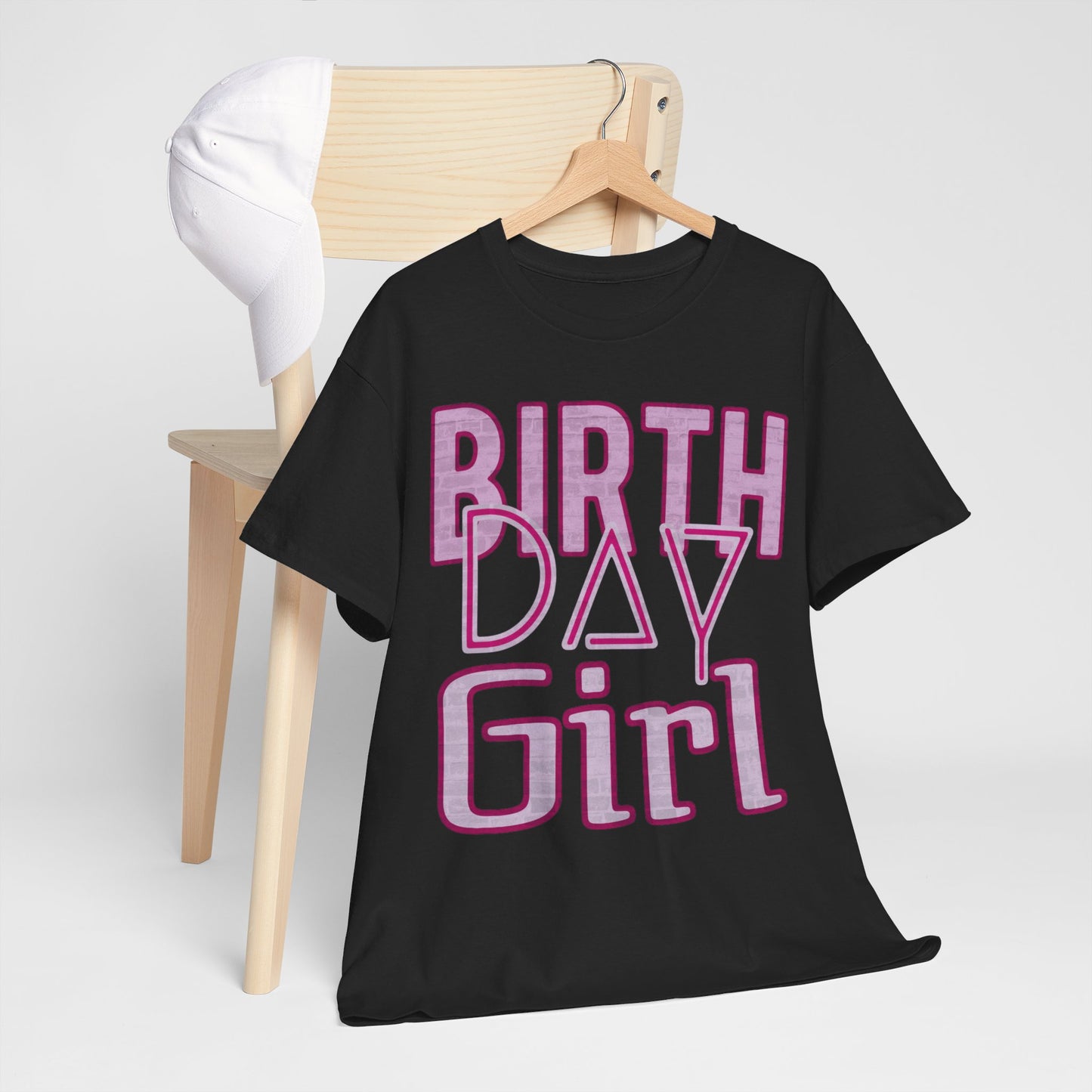 Birthday Girl Pink Brick Wall Grunge Look Unisex Heavy Cotton Tee