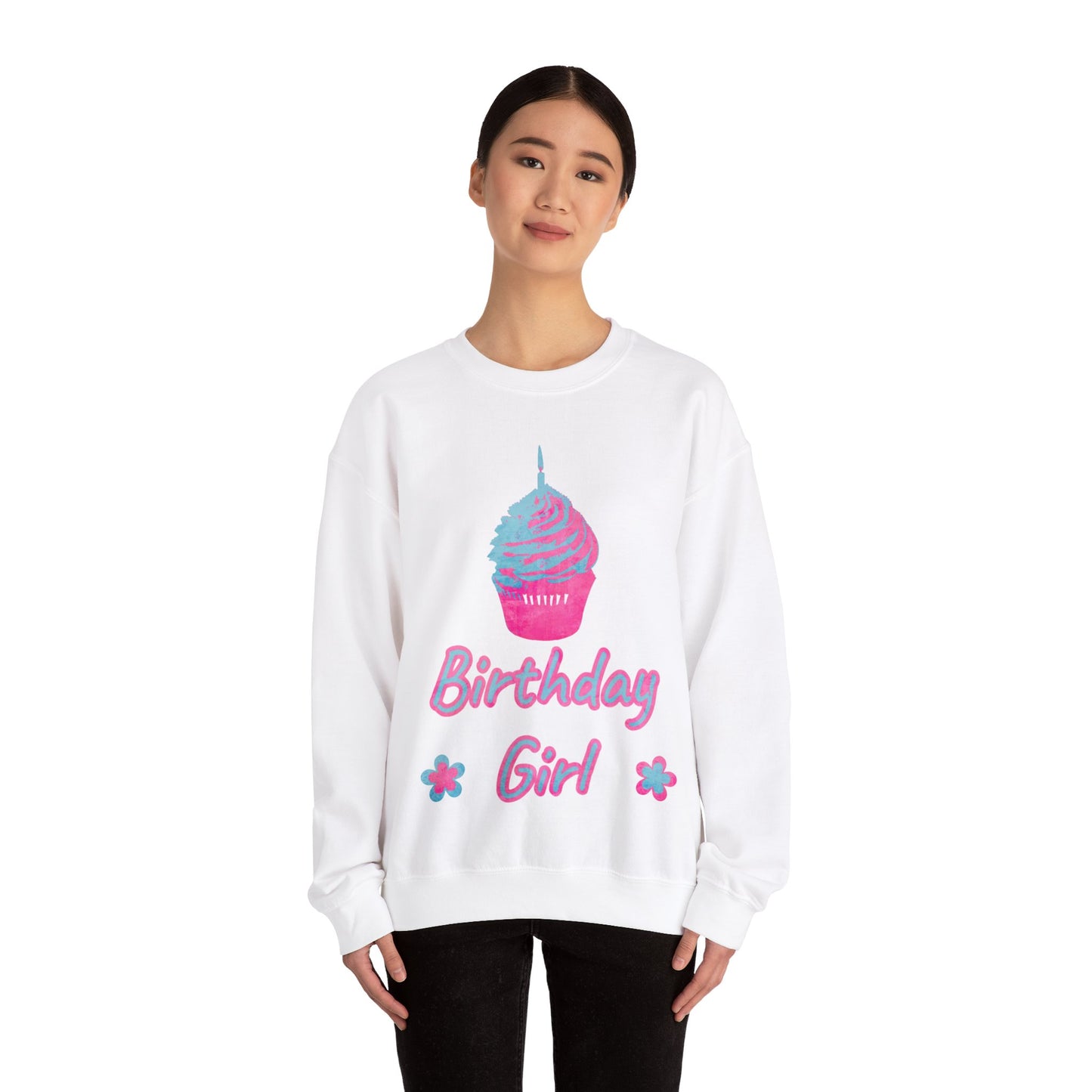 Birthday Girl Blue and Pink Unisex Heavy Blend™ Crewneck Sweatshirt