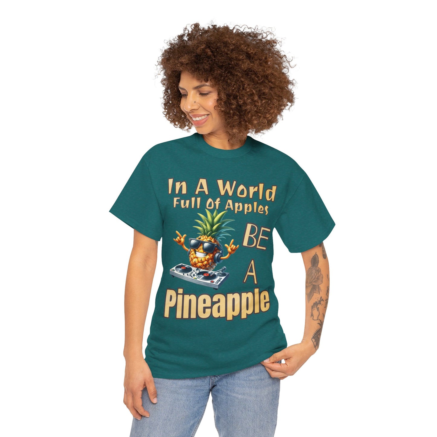 Cool Pineapple DJ Music Decks Unisex Heavy Cotton Tee