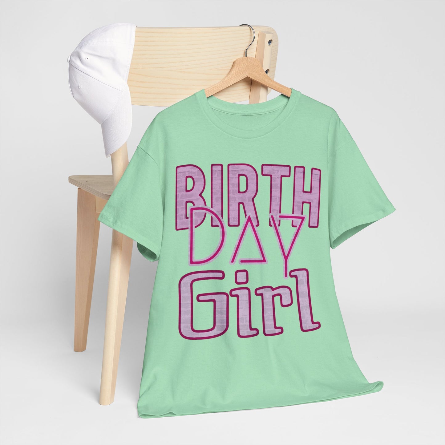 Birthday Girl Pink Brick Wall Grunge Look Unisex Heavy Cotton Tee