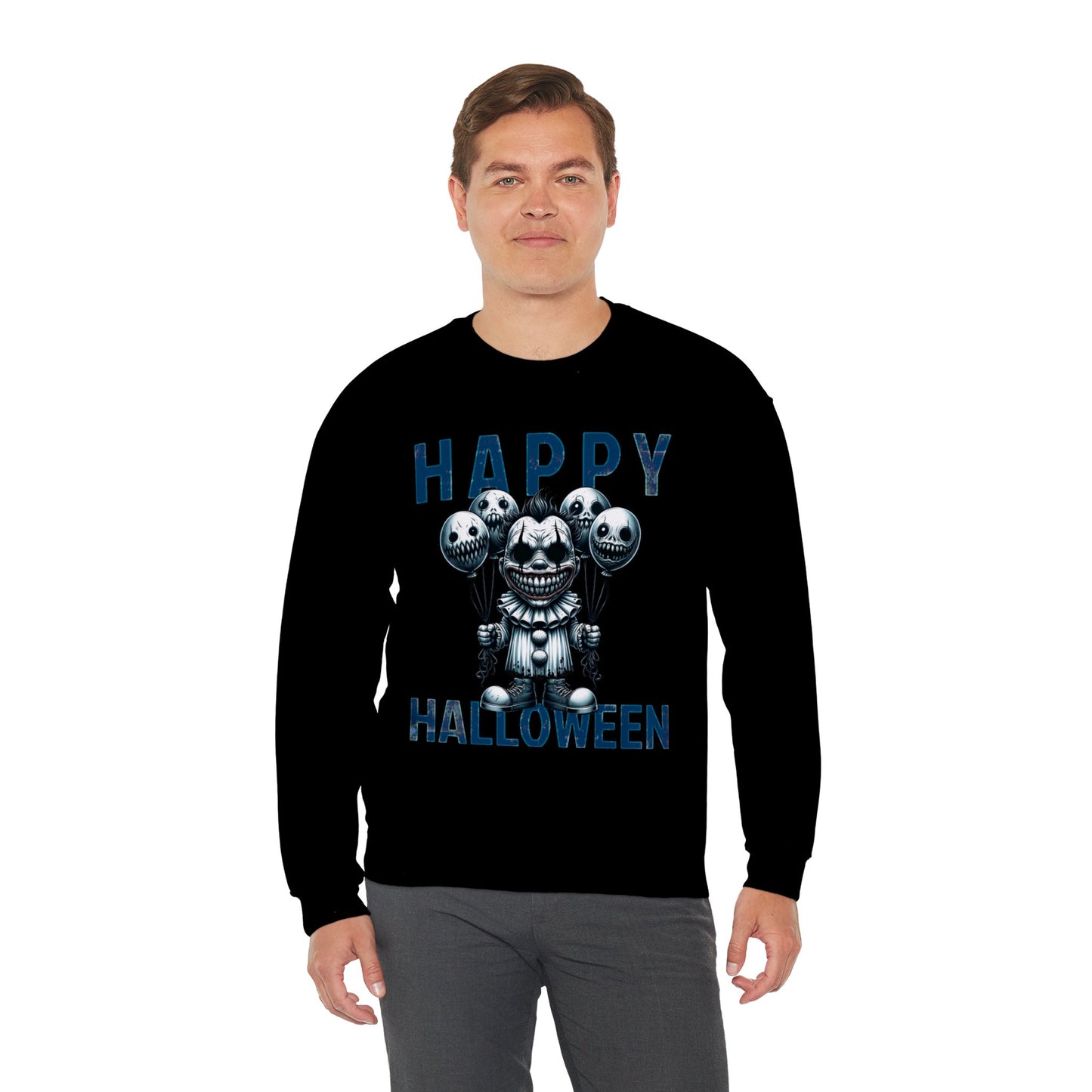 Creepy Scary Clown With Clown Balloons Happy Halloween Sweatshirt