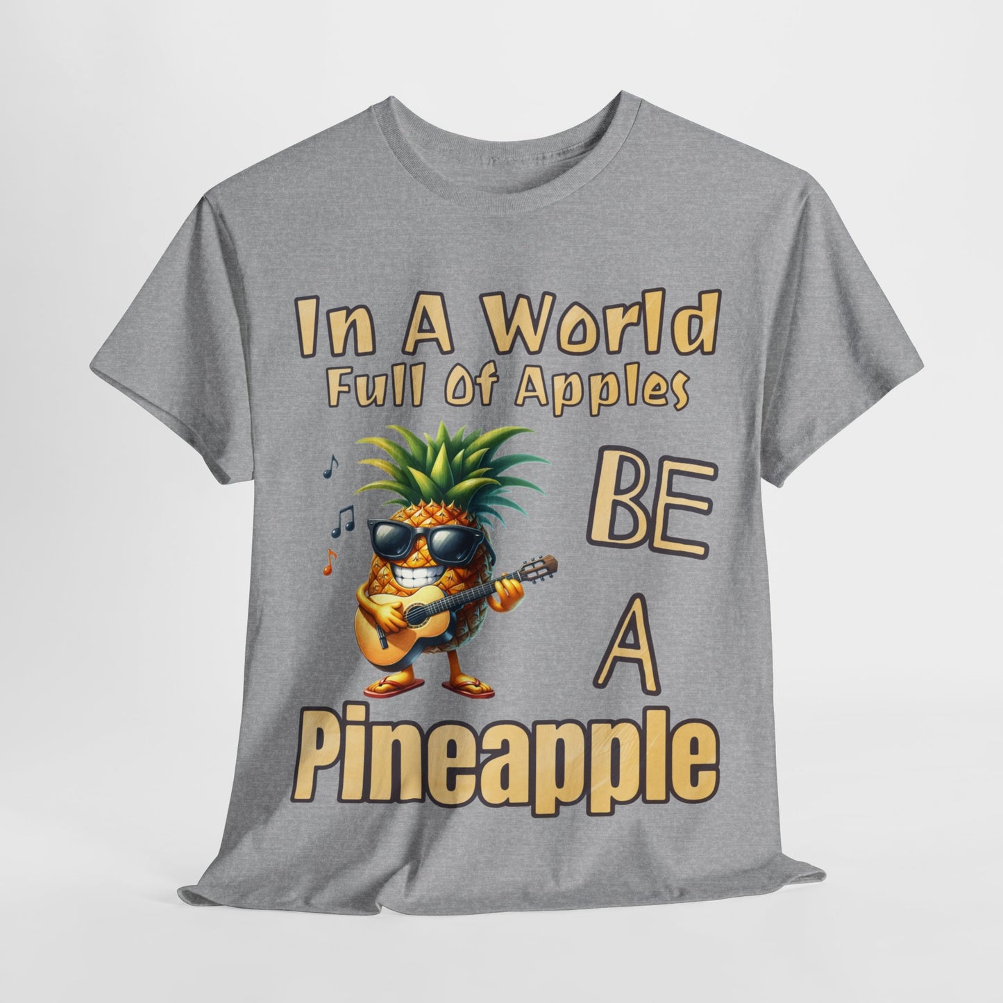 Cool Pineapple Playing Guitar Unisex Heavy Cotton Tee