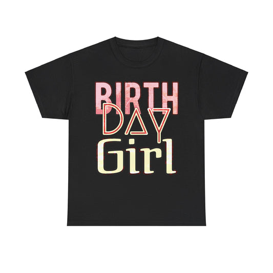 Birthday Girl Pink Washed Grunge Look Unisex Heavy Cotton Tee