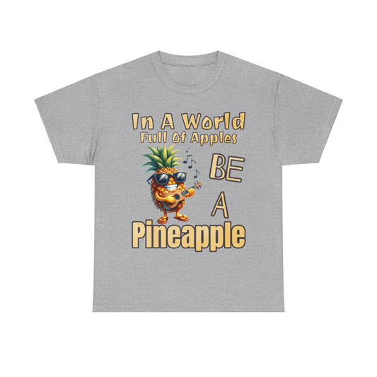 Cool Pineapple Guitar Music Design Unisex Heavy Cotton Tee