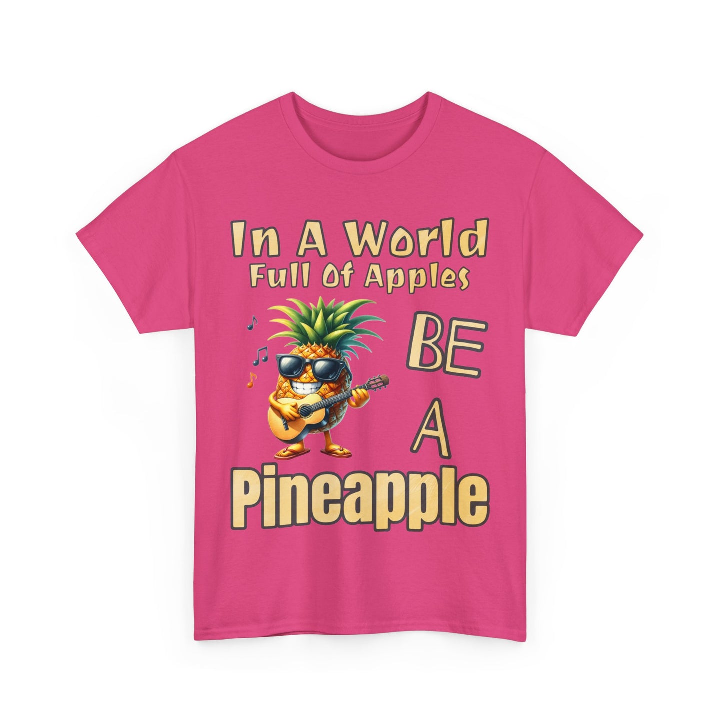 Cool Pineapple Playing Guitar Unisex Heavy Cotton Tee