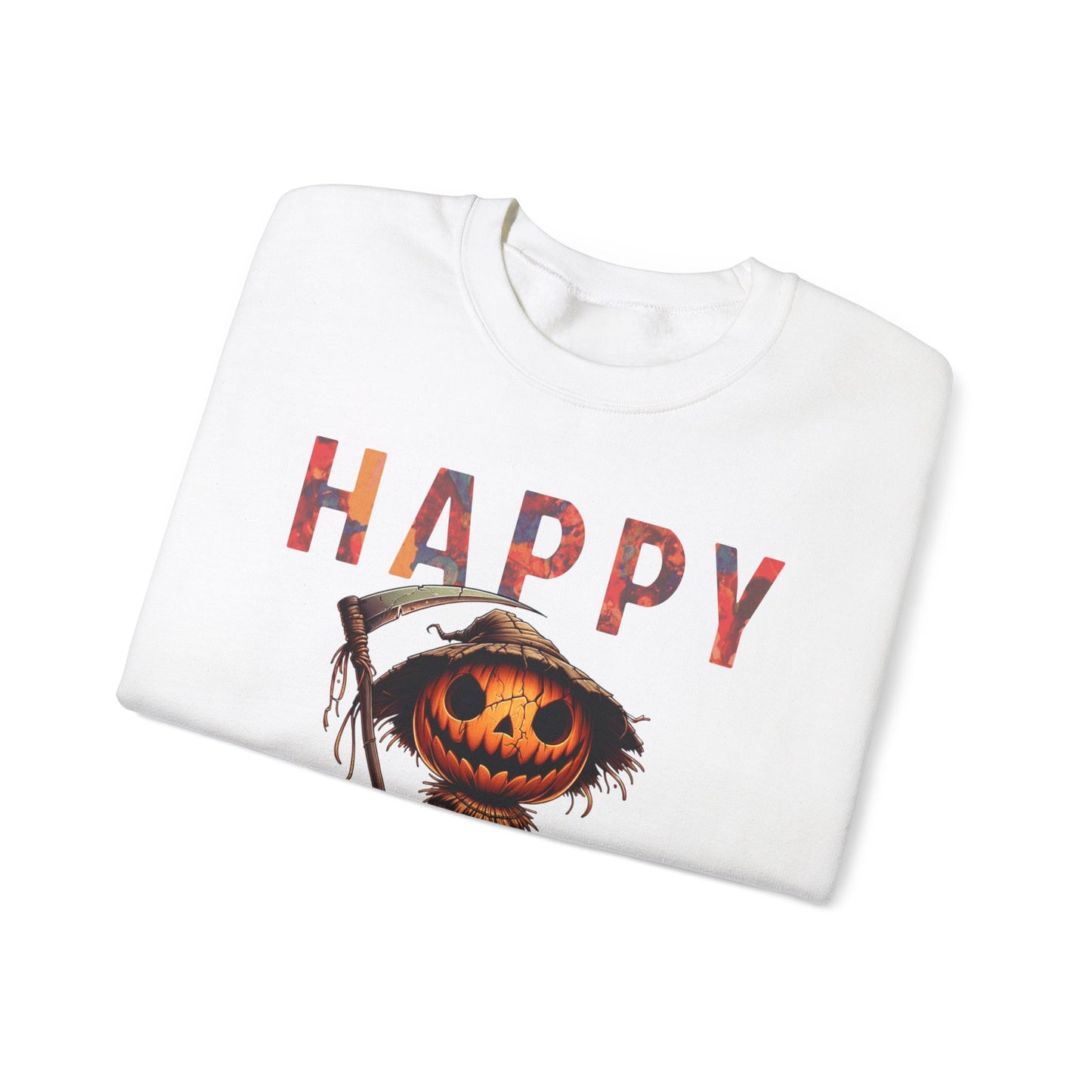 Pumpkin Grim Reaper Scary Creepy Happy Halloween Sweatshirt