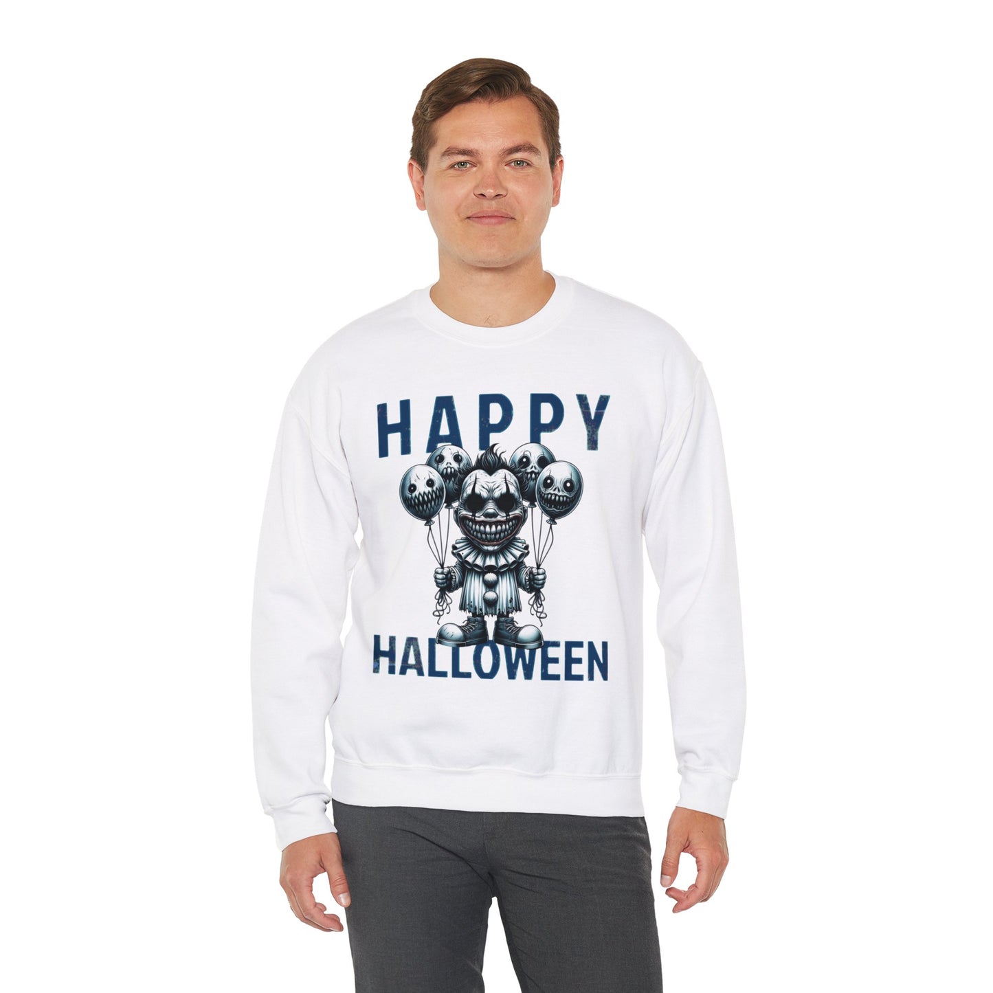 Creepy Scary Clown With Clown Balloons Happy Halloween Sweatshirt