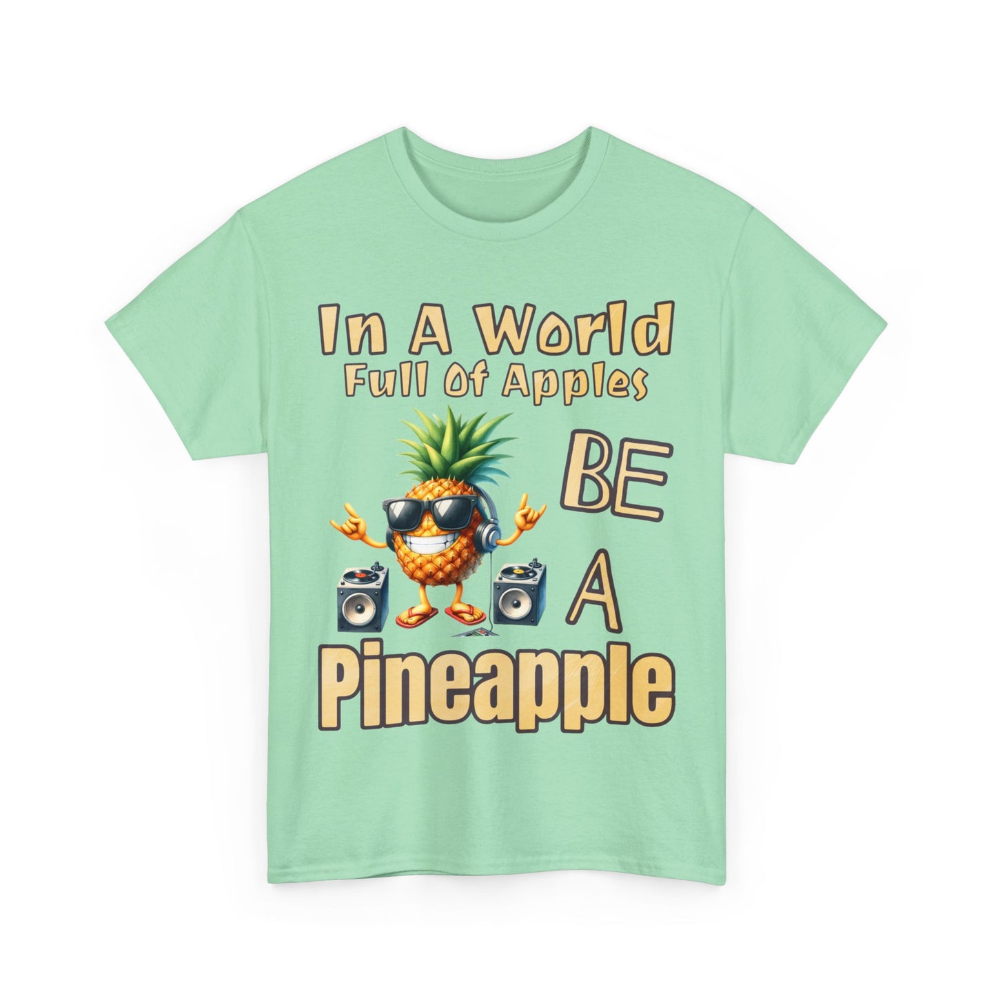 Cool Pineapple With Music & Speakers Unisex Heavy Cotton Tee