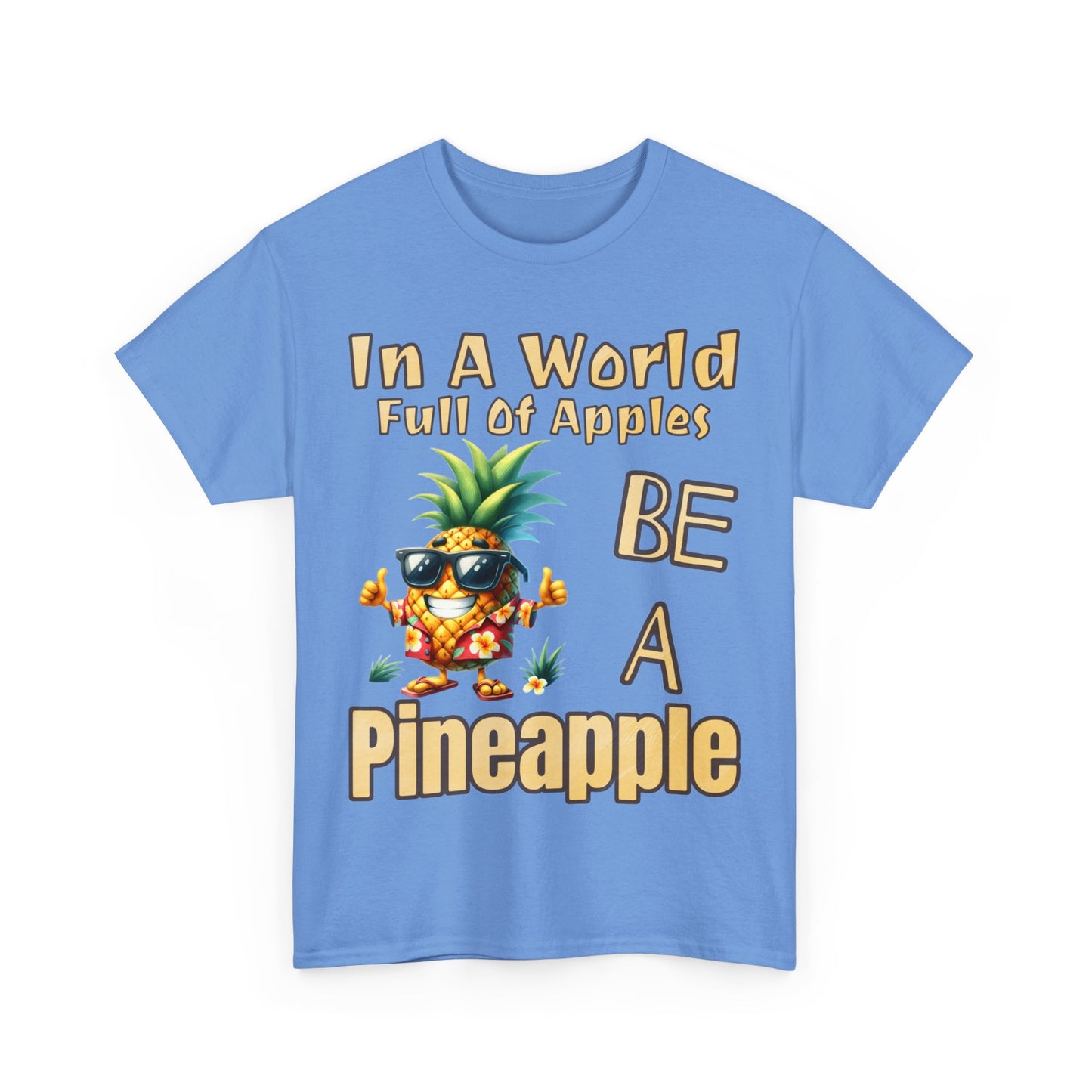 Cool Pineapple With Flower Shirt Unisex Heavy Cotton Tee