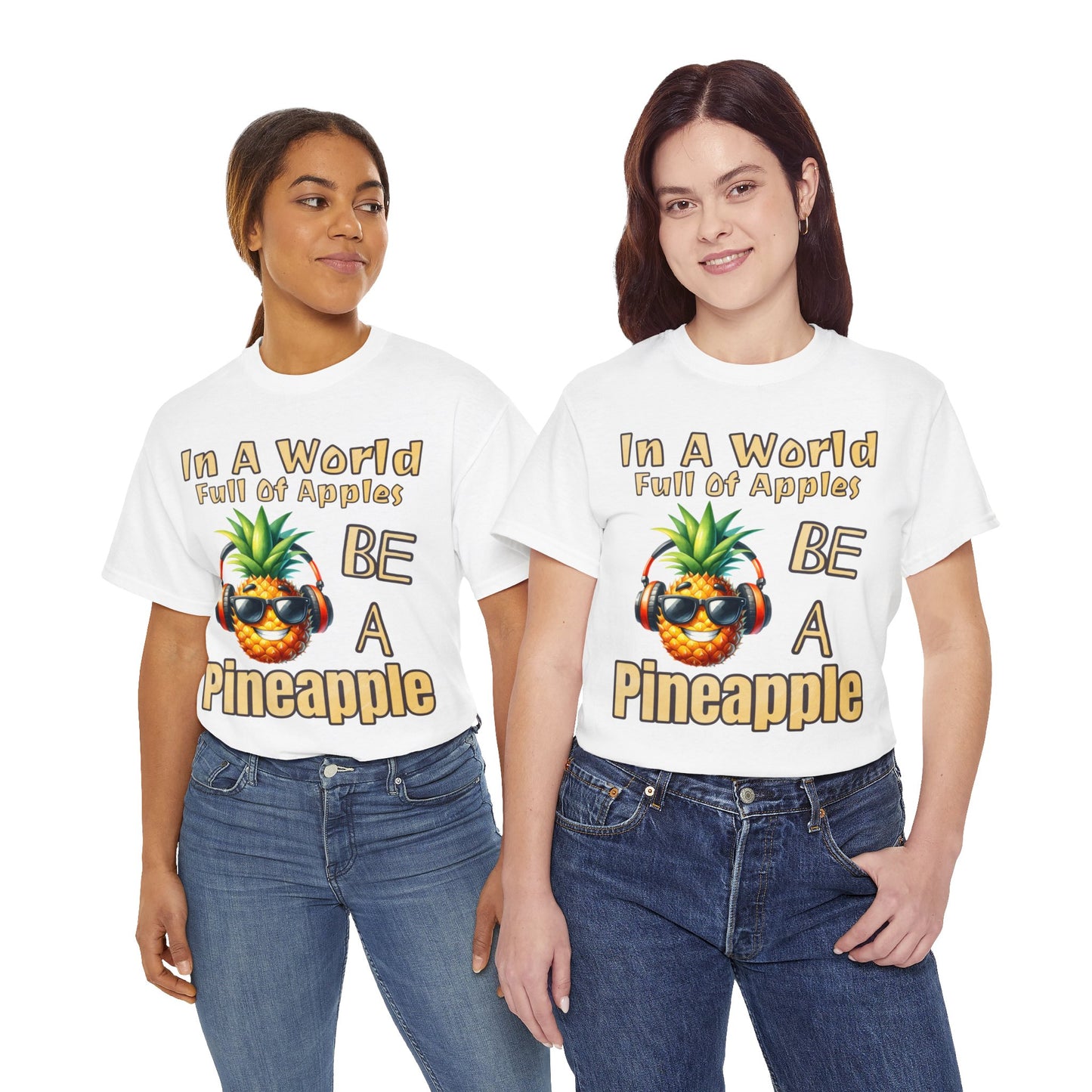 Cool Pineapple Music Headphones Unisex Heavy Cotton Tee