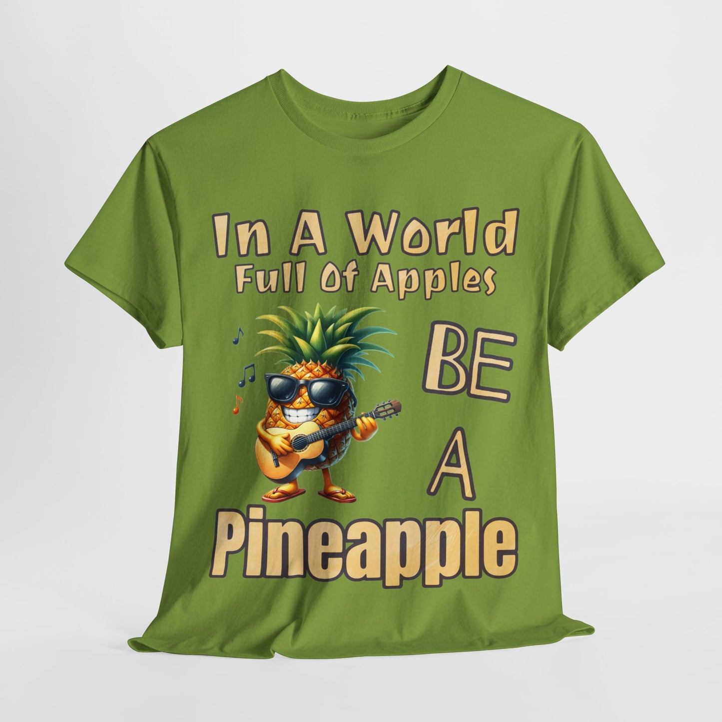 Cool Pineapple Playing Guitar Unisex Heavy Cotton Tee