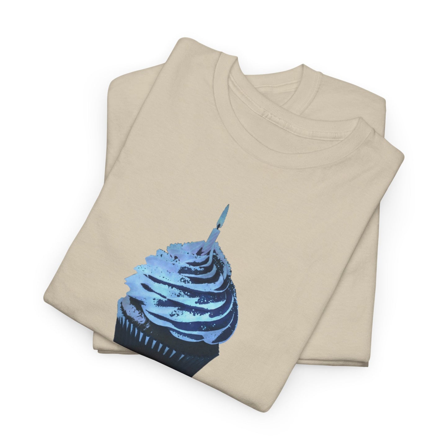 Birthday Boy Cupcake Blue Faded Design Unisex Heavy Cotton Tee