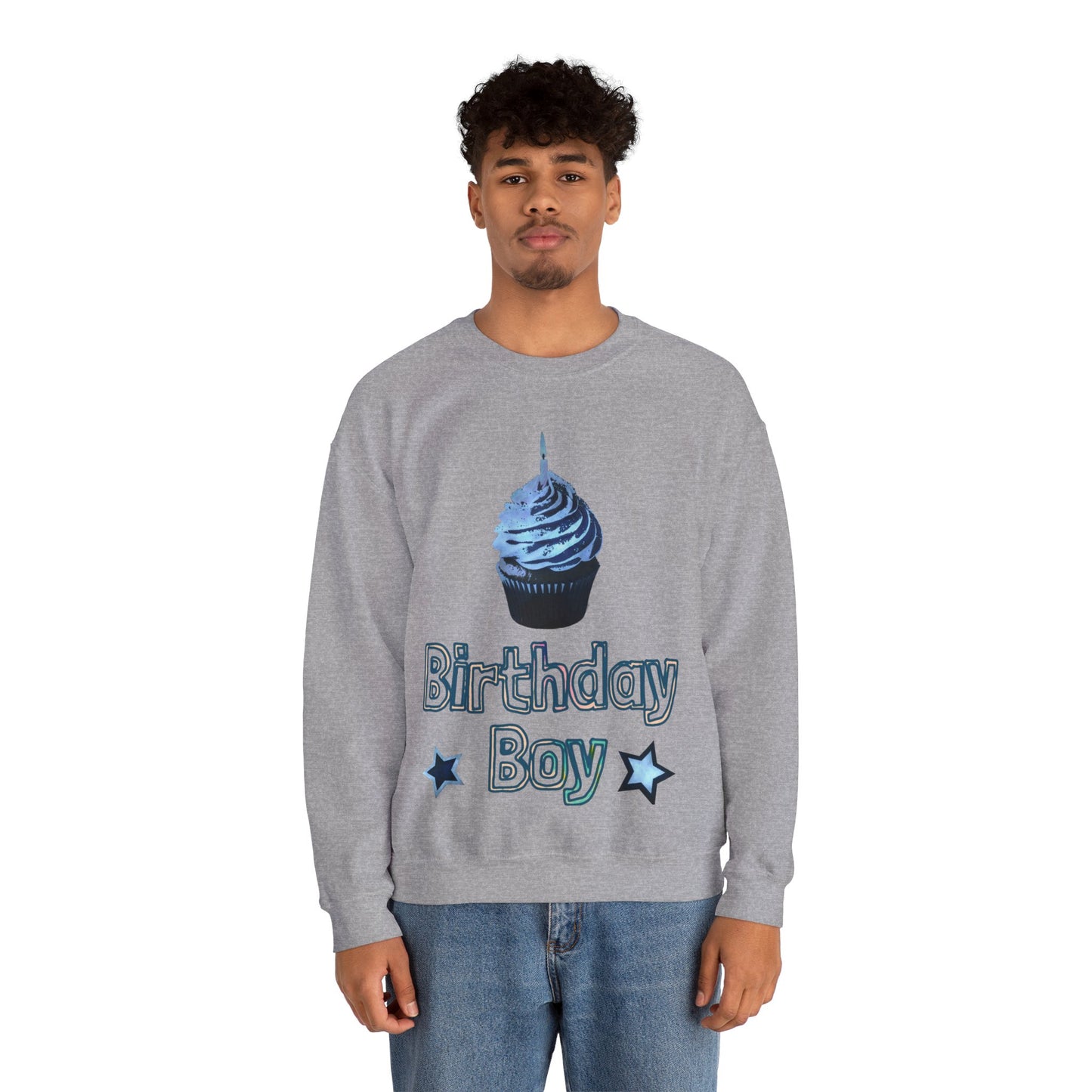 Birthday Boy Blue Cupcake Grunge look Unisex Heavy Blend™ Crewneck Sweatshirt