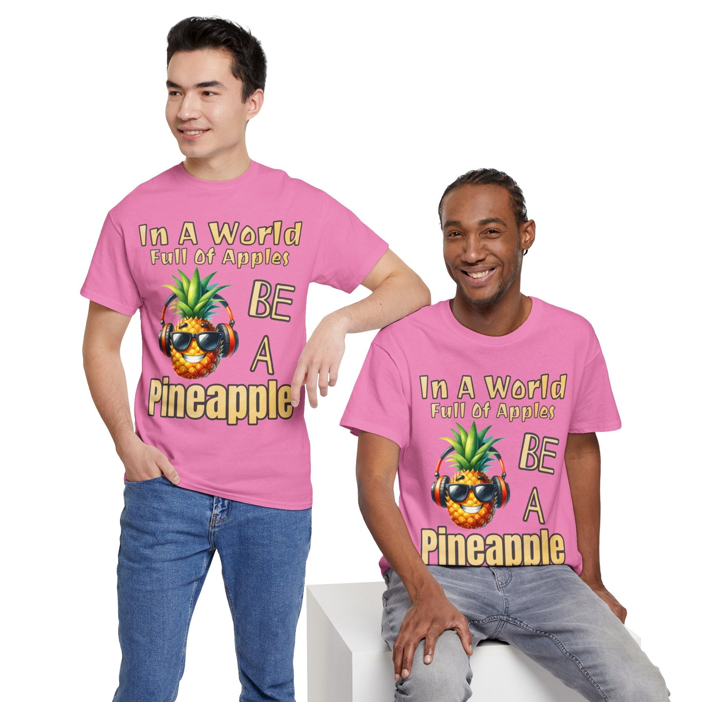 Cool Pineapple Music Headphones Unisex Heavy Cotton Tee