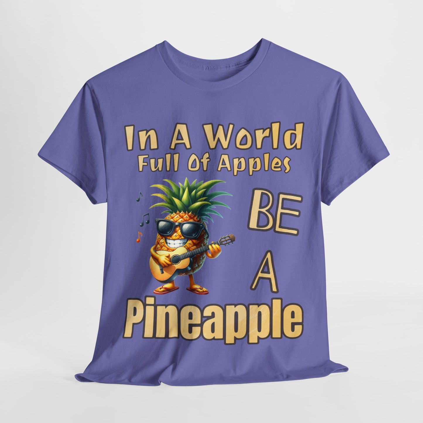 Cool Pineapple Playing Guitar Unisex Heavy Cotton Tee