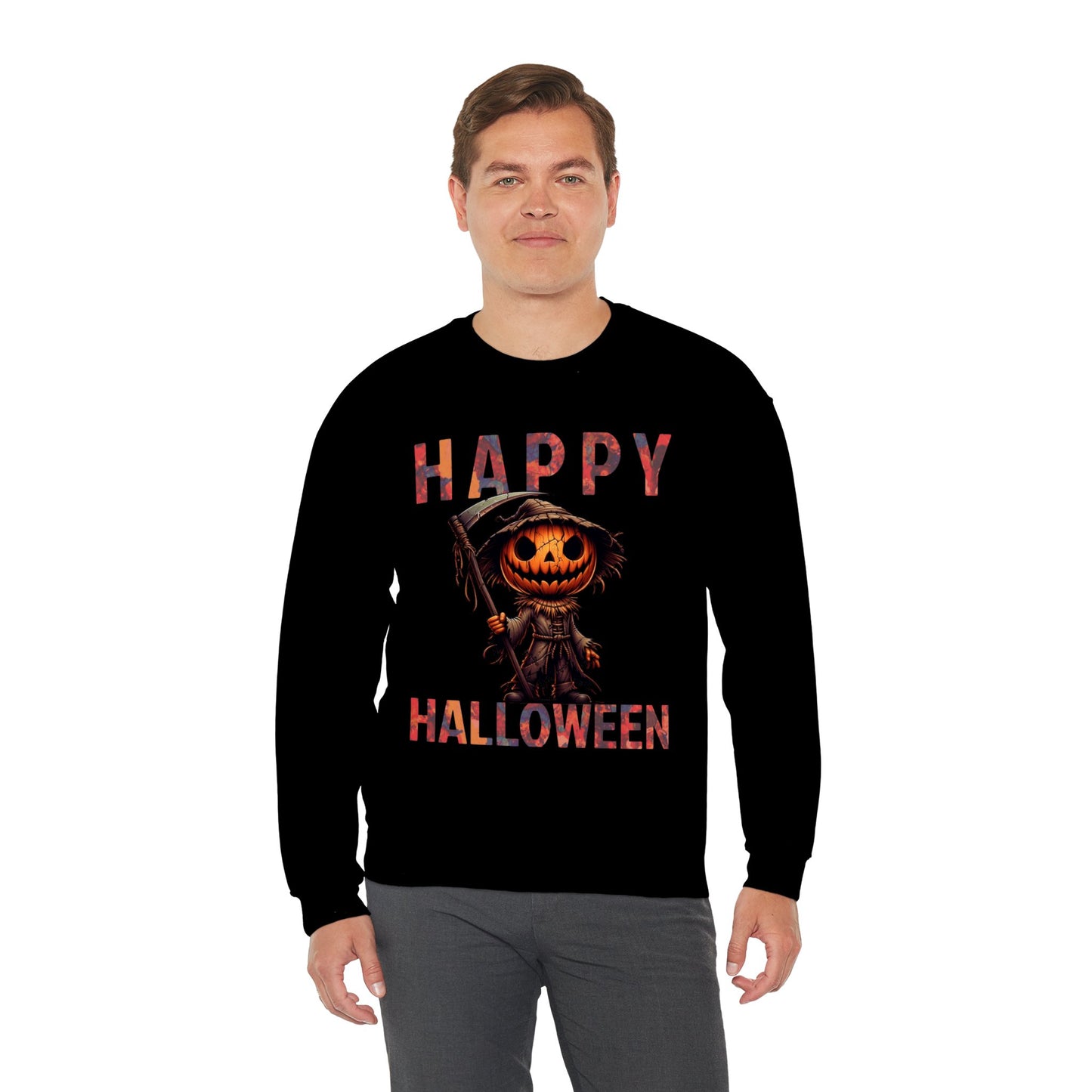 Pumpkin Grim Reaper Scary Creepy Happy Halloween Sweatshirt