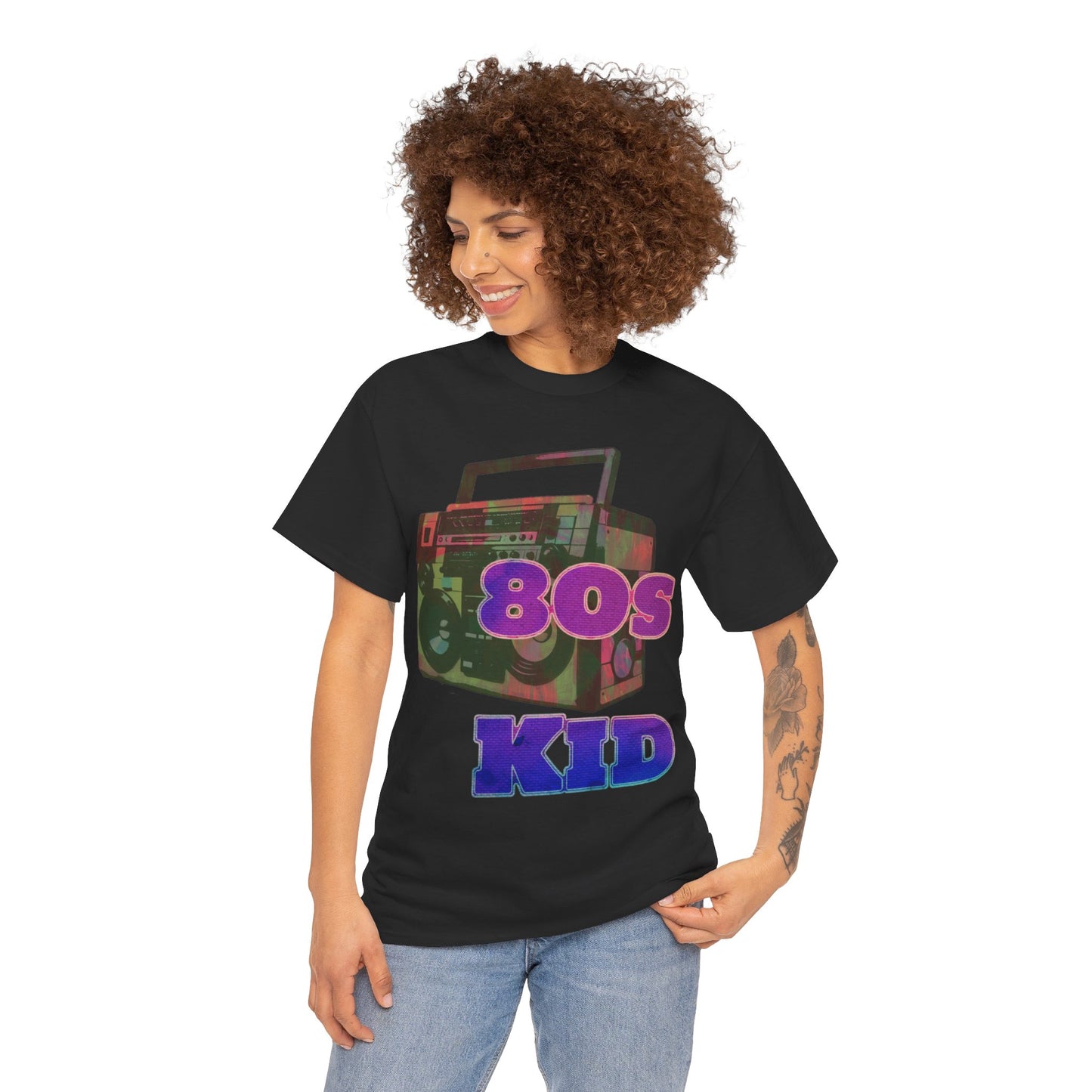 80s Kid Stunning Boombox design Unisex Heavy Cotton Tee