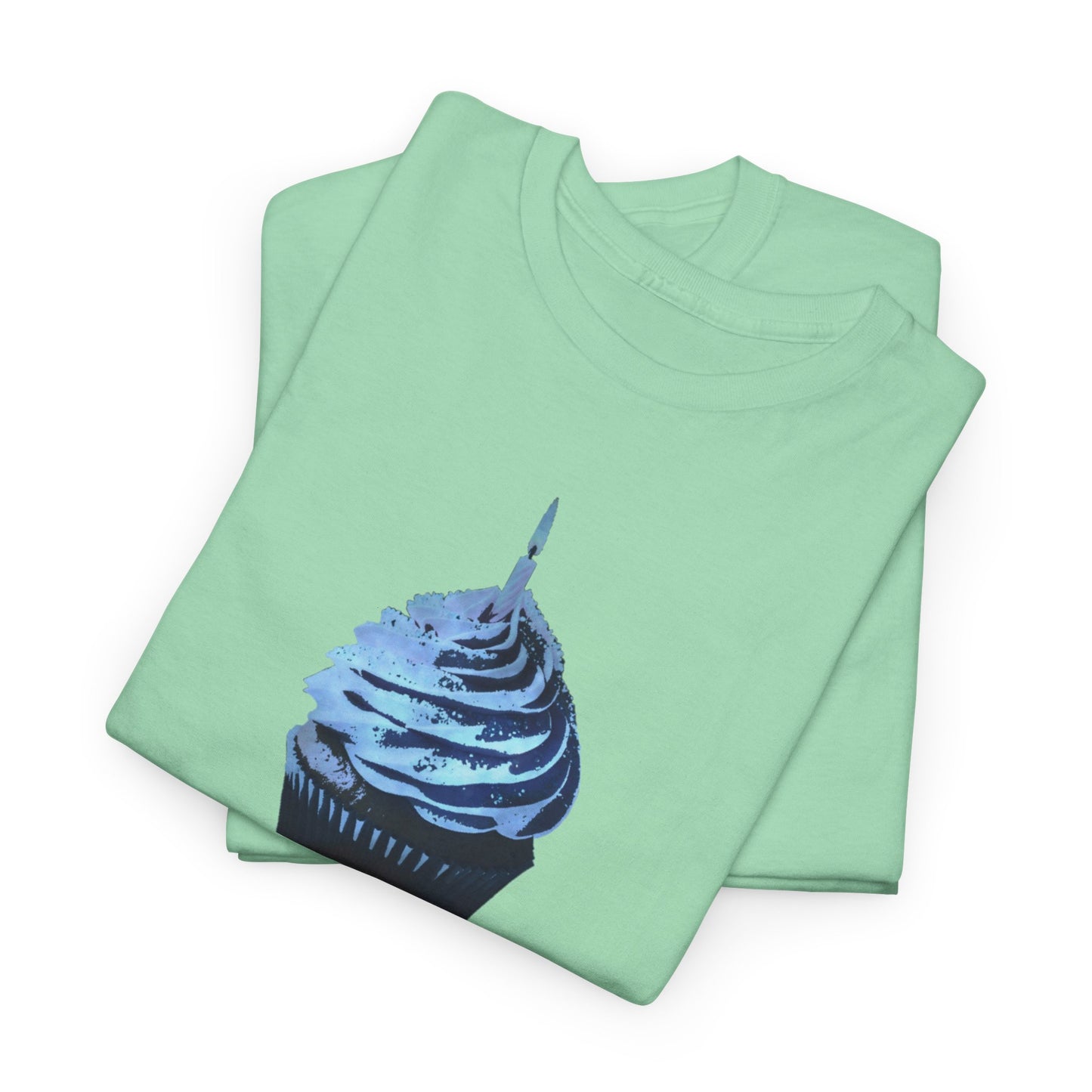 Birthday Boy Cupcake Blue Faded Design Unisex Heavy Cotton Tee