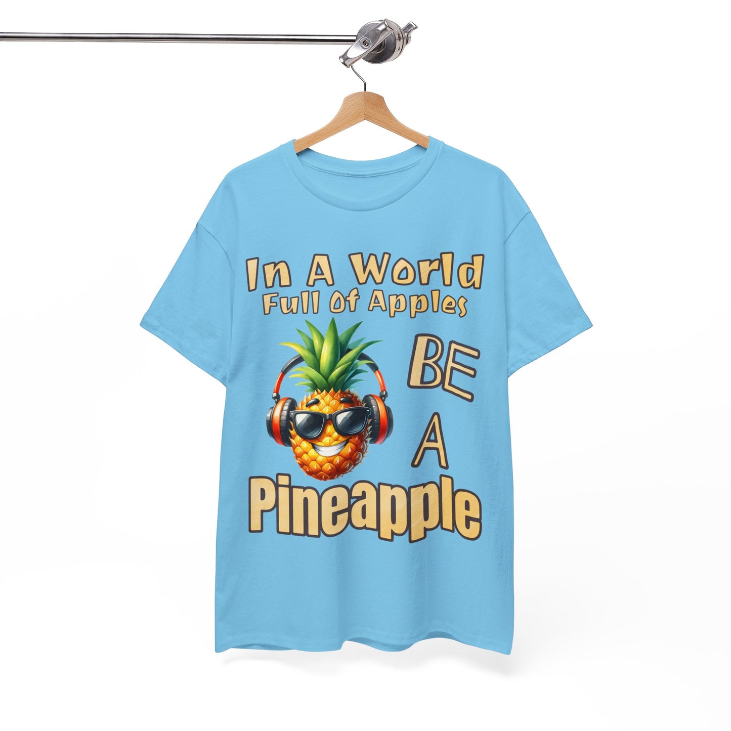 Cool Pineapple Music Headphones Unisex Heavy Cotton Tee