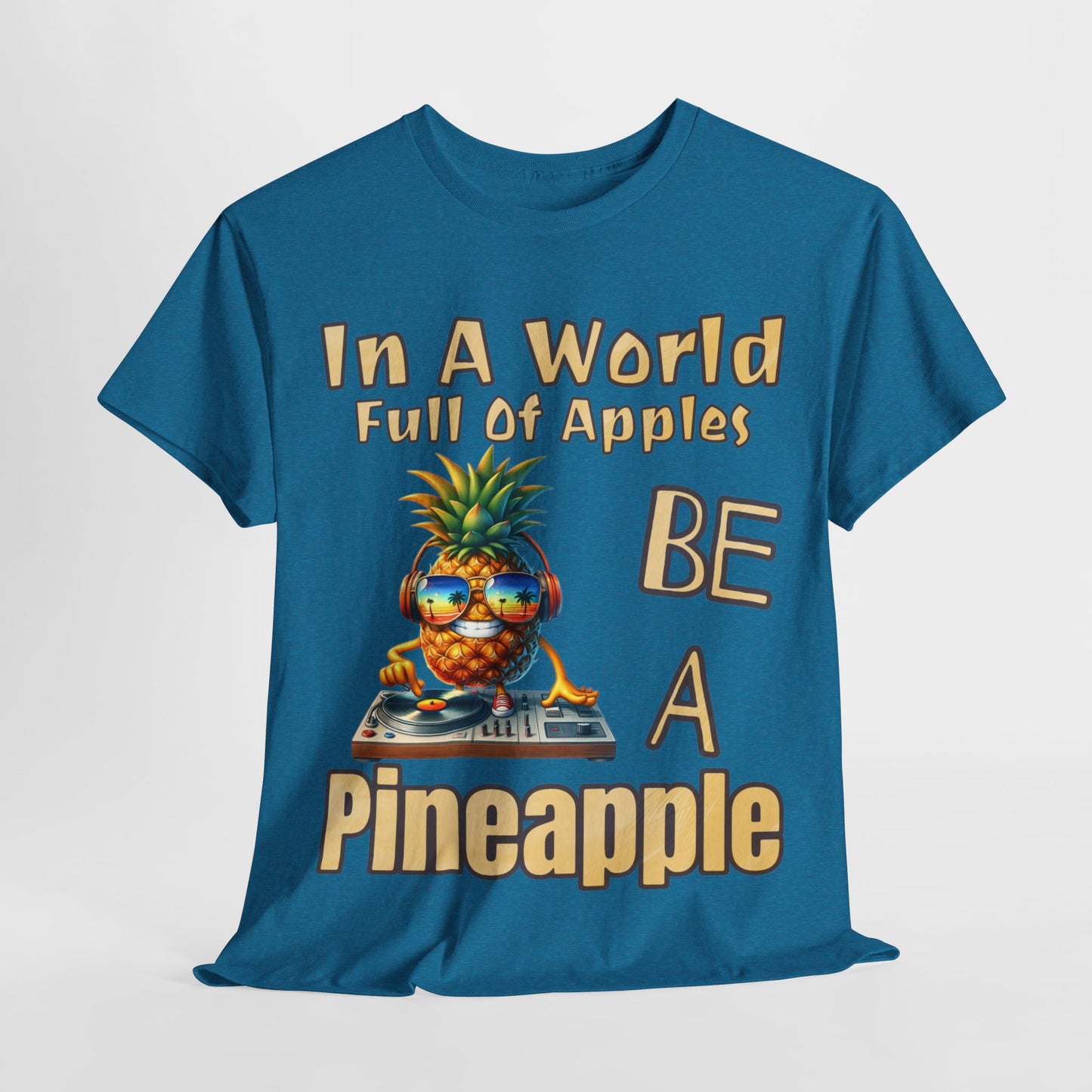 Cool Pineapple DJ Beach Reflection Shades Unisex Heavy Cotton Tee