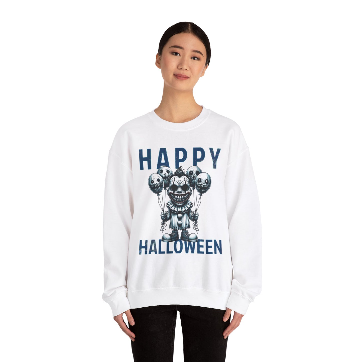 Creepy Scary Clown With Clown Balloons Happy Halloween Sweatshirt