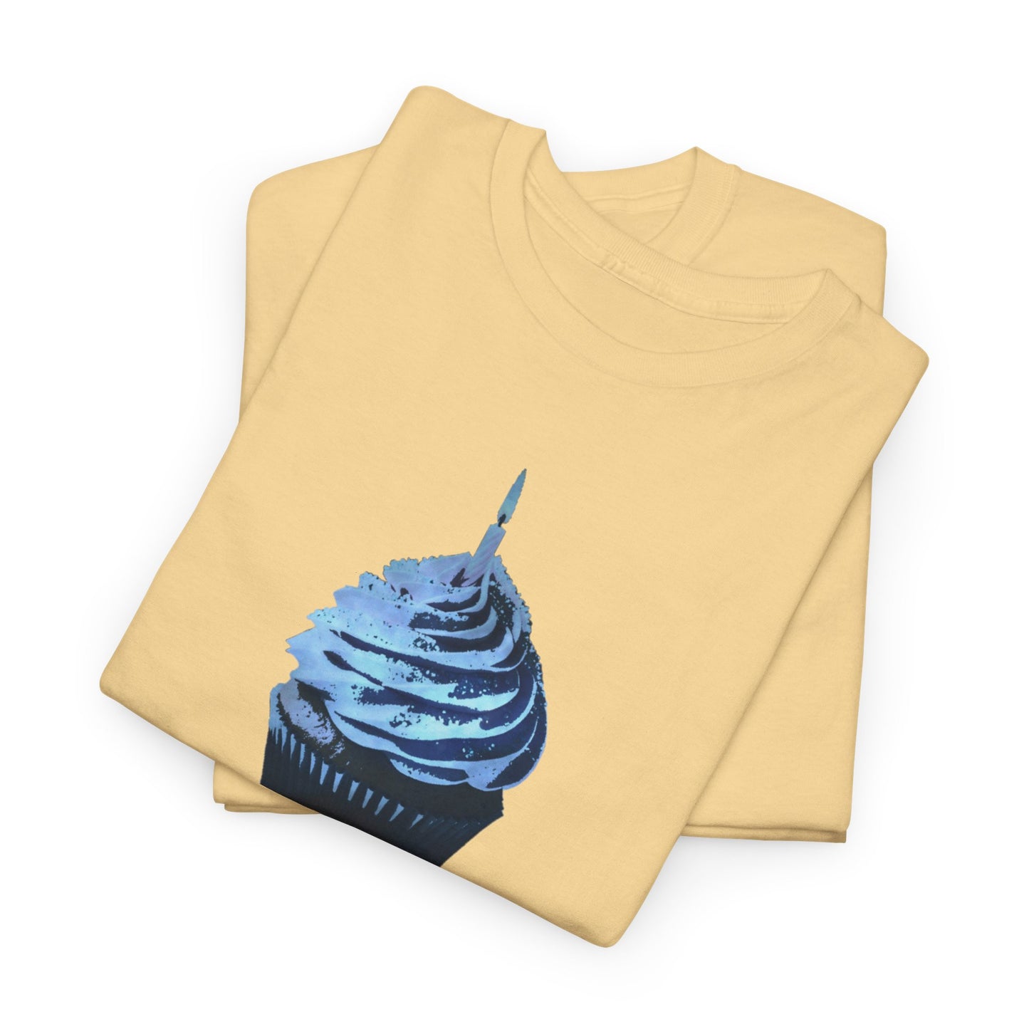 Birthday Boy Cupcake Blue Faded Design Unisex Heavy Cotton Tee