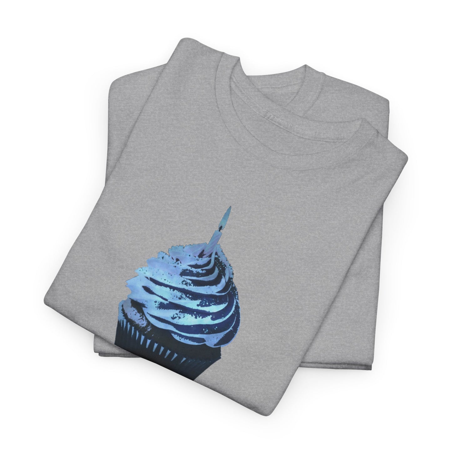 Birthday Boy Cupcake Blue Faded Design Unisex Heavy Cotton Tee